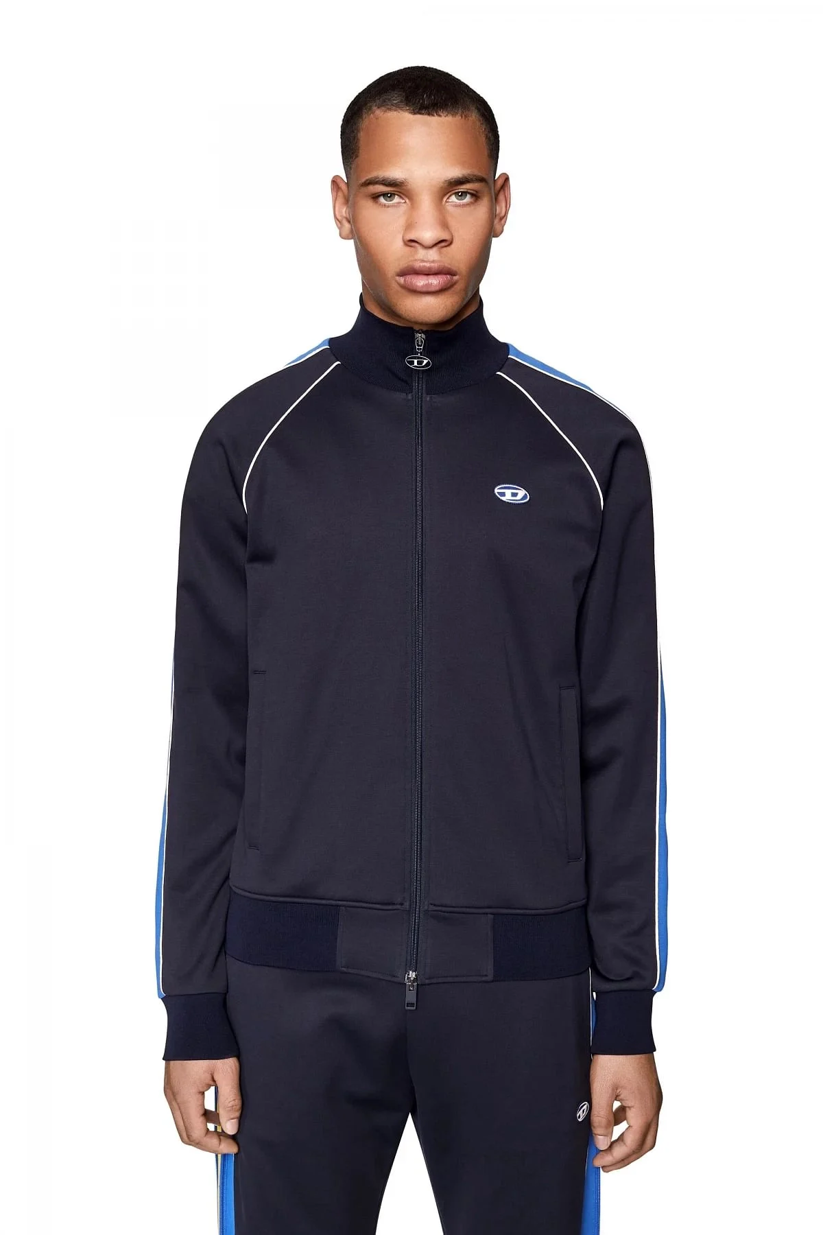 Blue Track jacket with sleeve bands