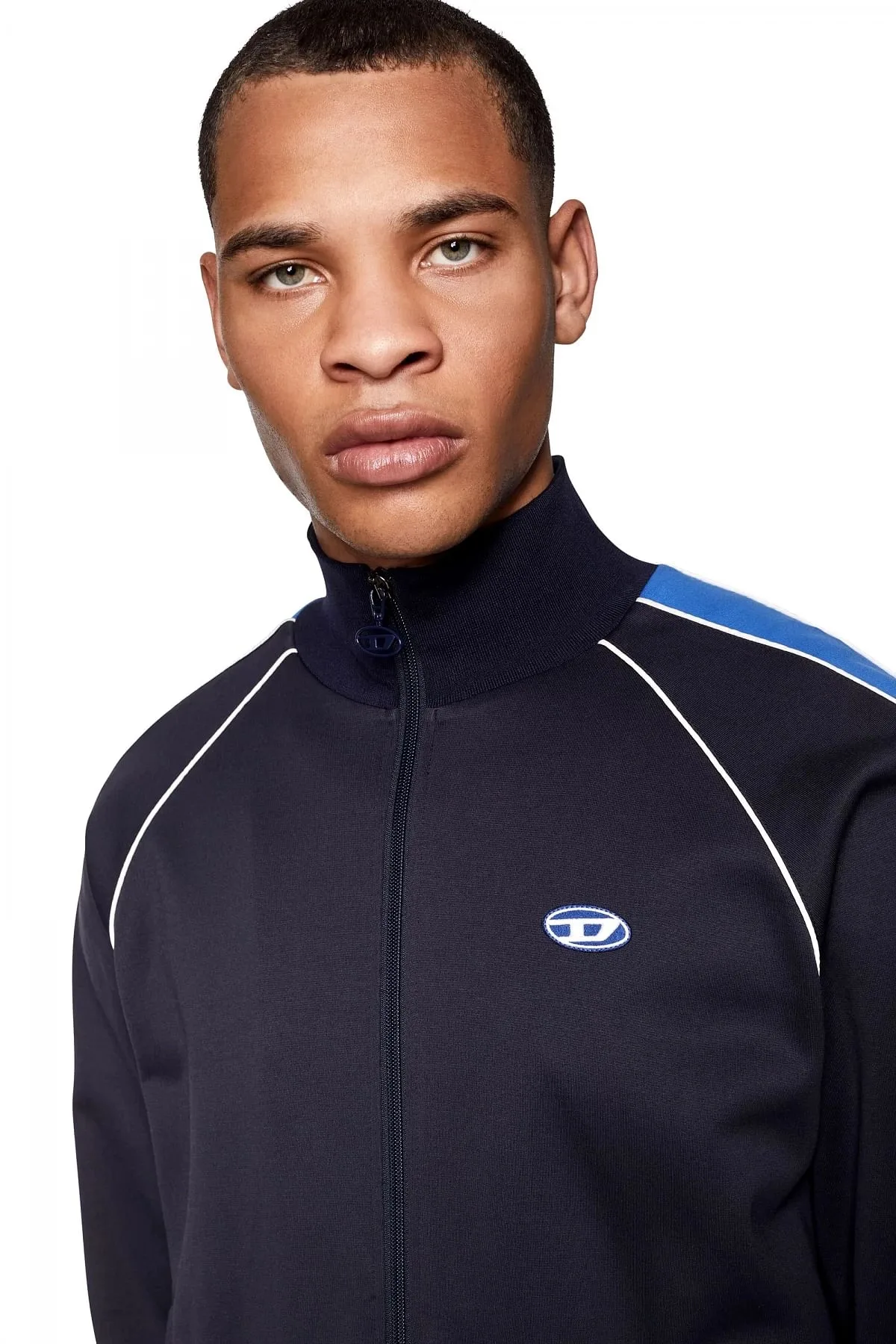 Blue Track jacket with sleeve bands