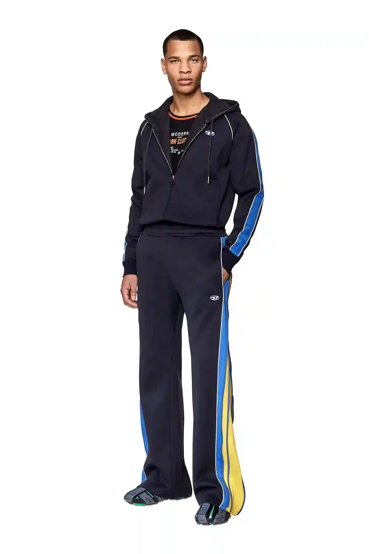 Blue Track jacket with sleeve bands