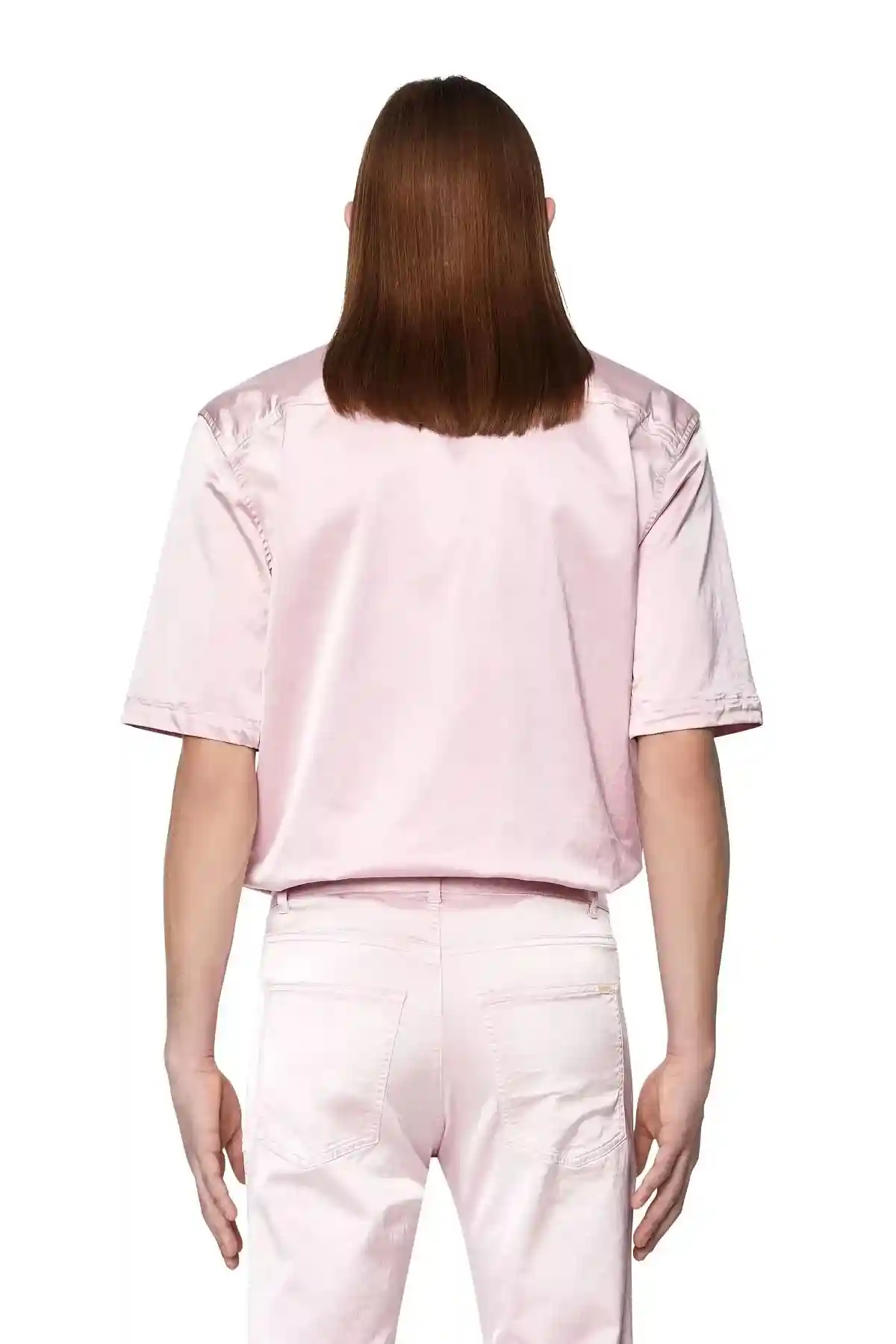 Pink Shirt in stretch satin