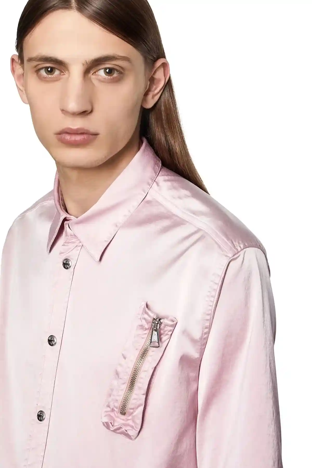 Pink Shirt in stretch satin