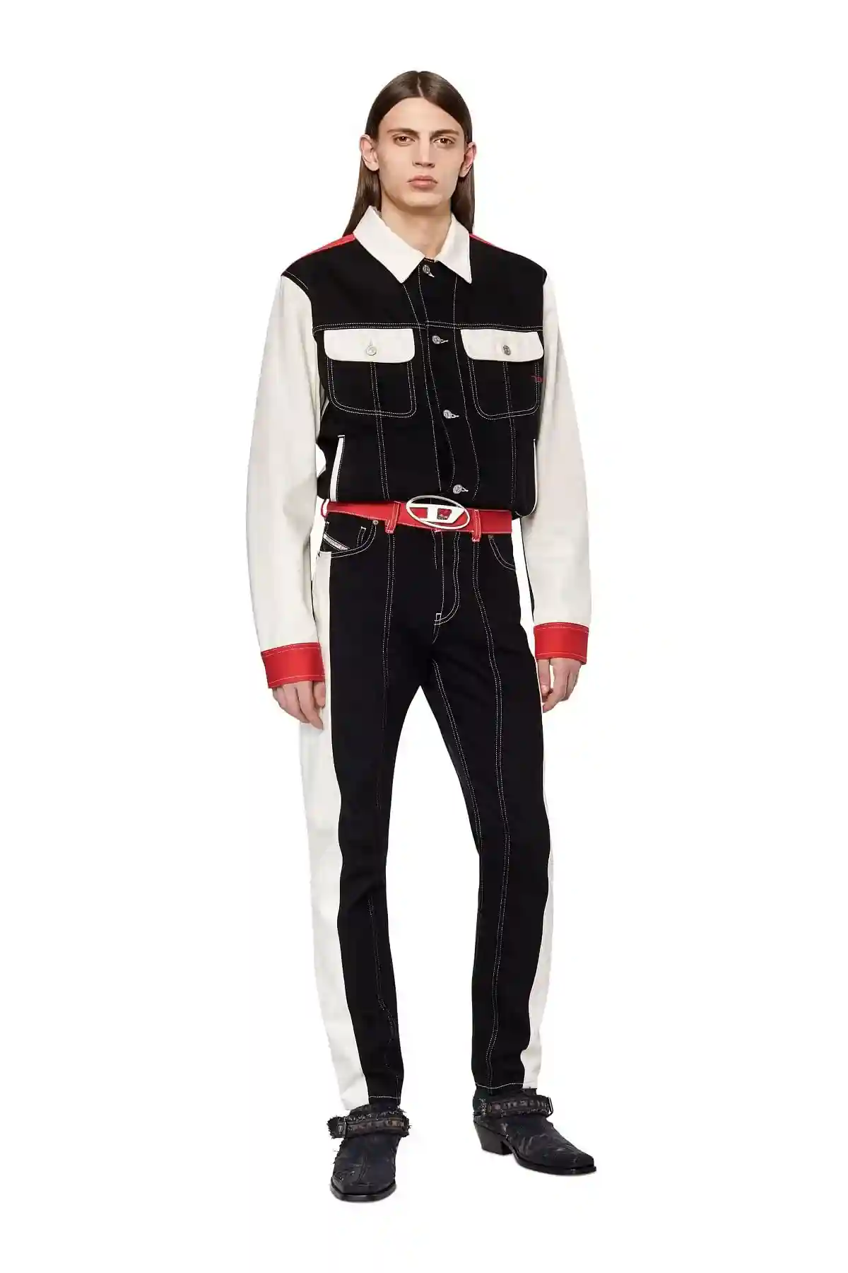 Black and White Straight Jeans-1995 D-SARK