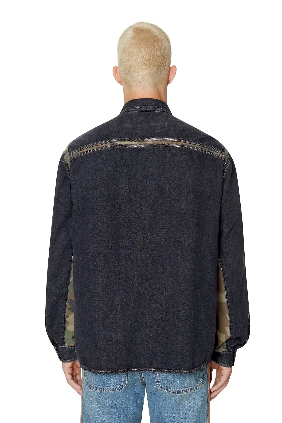Black Denim shirt with camo inserts