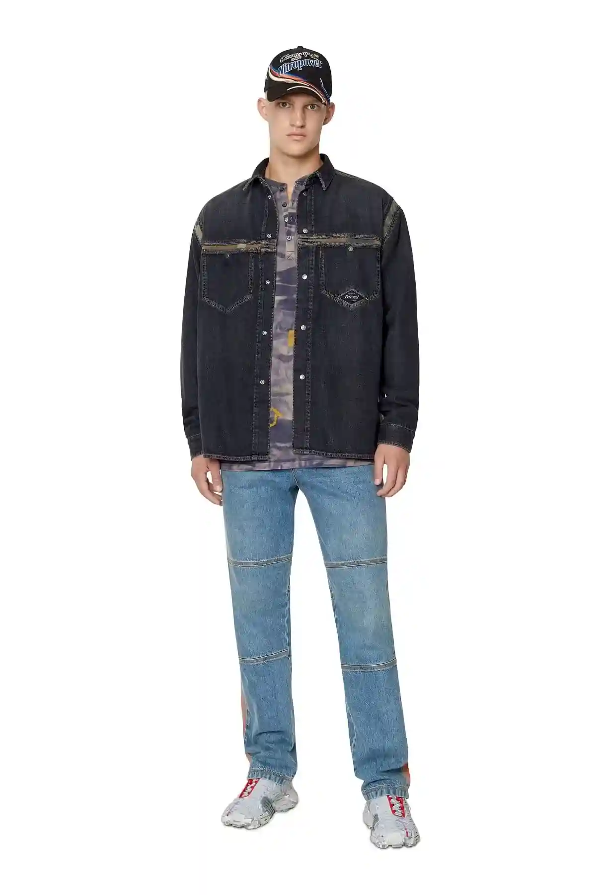 Black Denim shirt with camo inserts