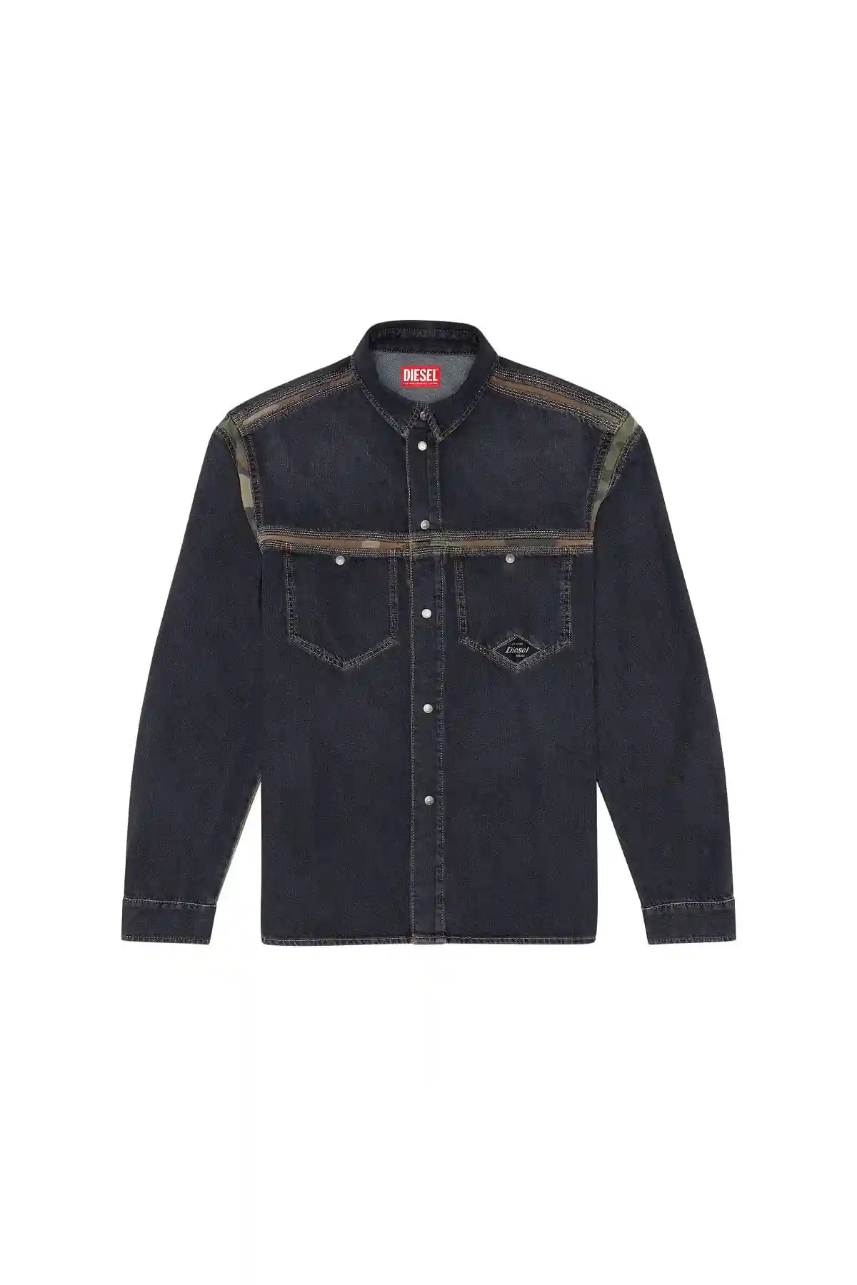 Black Denim shirt with camo inserts