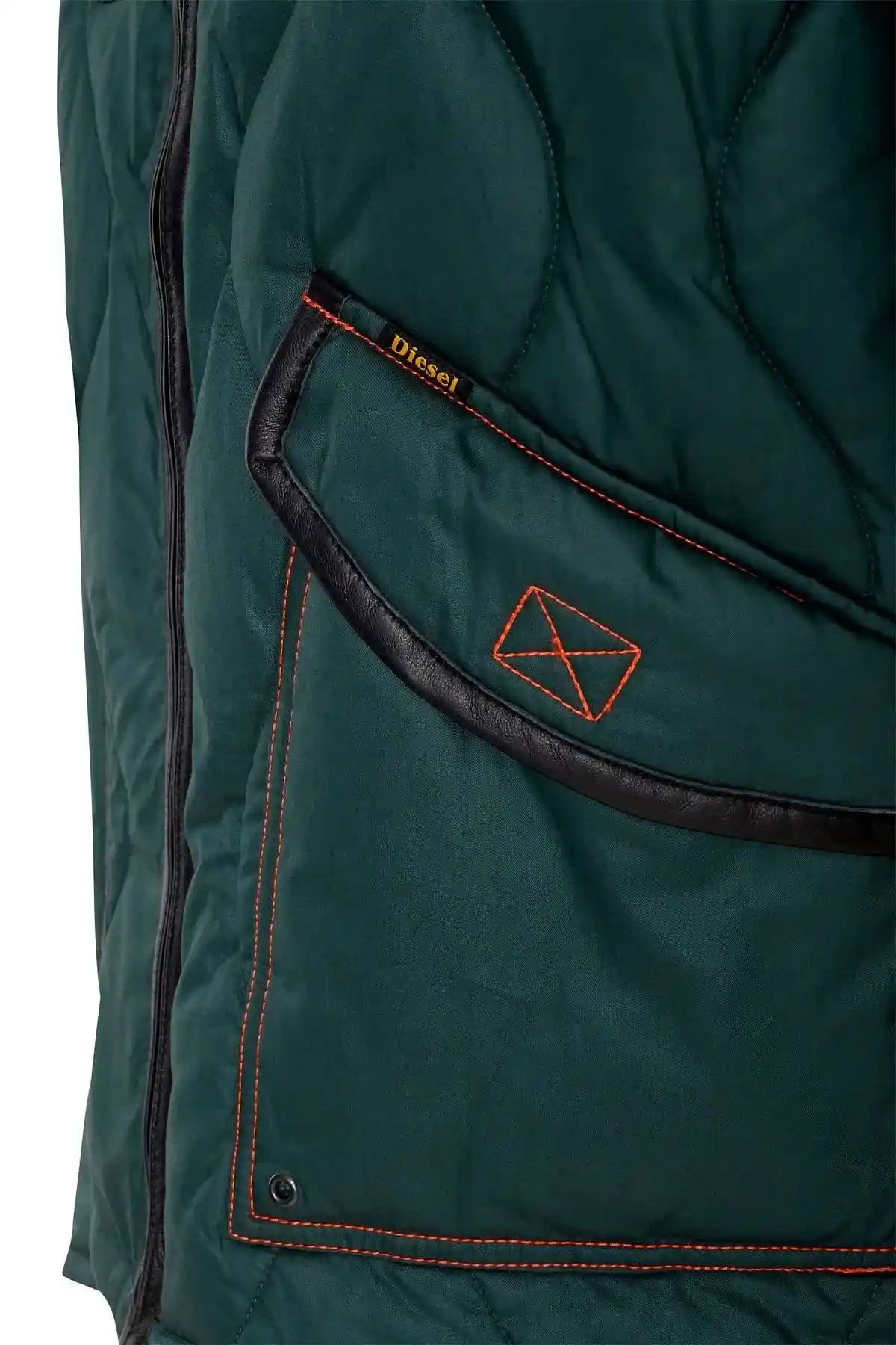 Green Quilted padded jacket with contrast trims