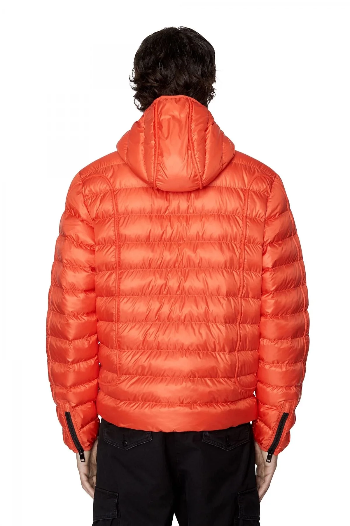 Orange Hooded puffer jacket