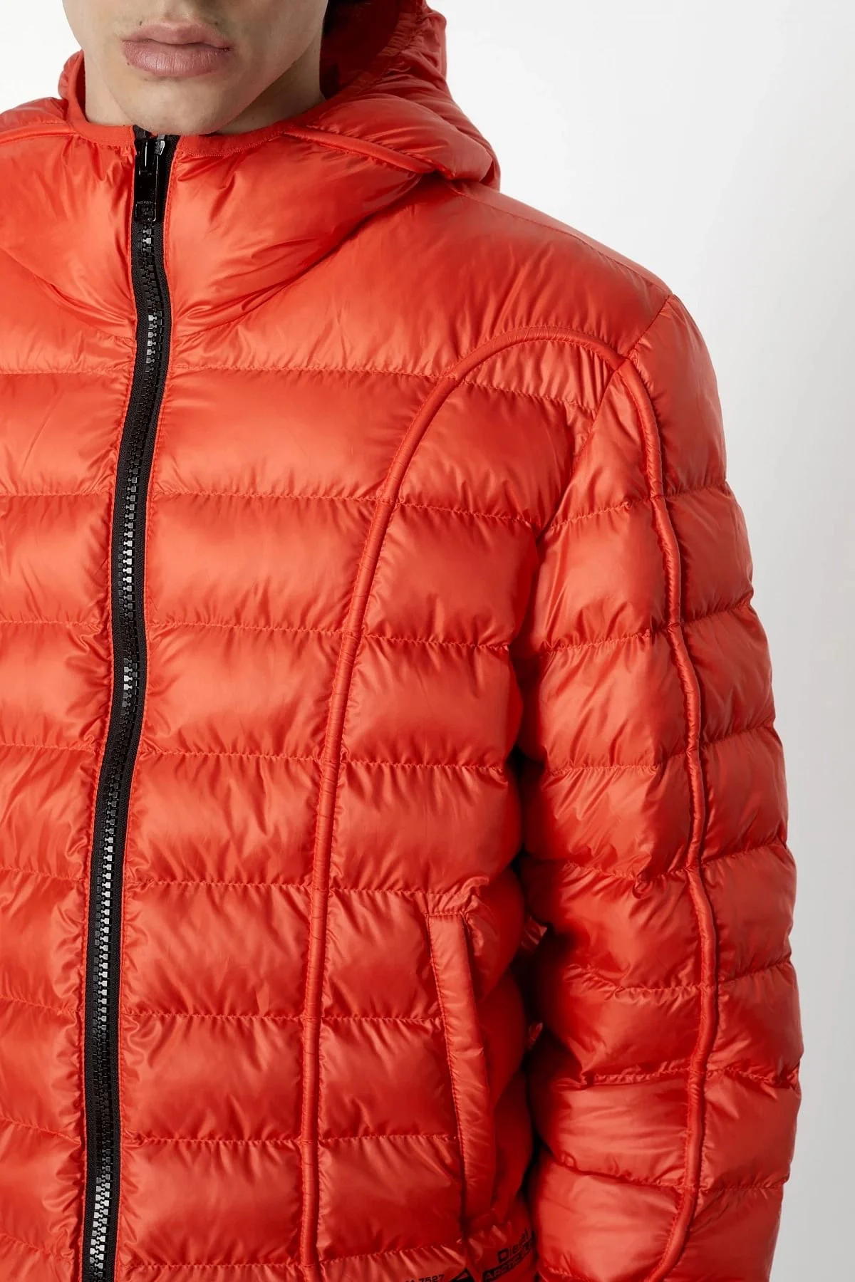 Orange Hooded puffer jacket