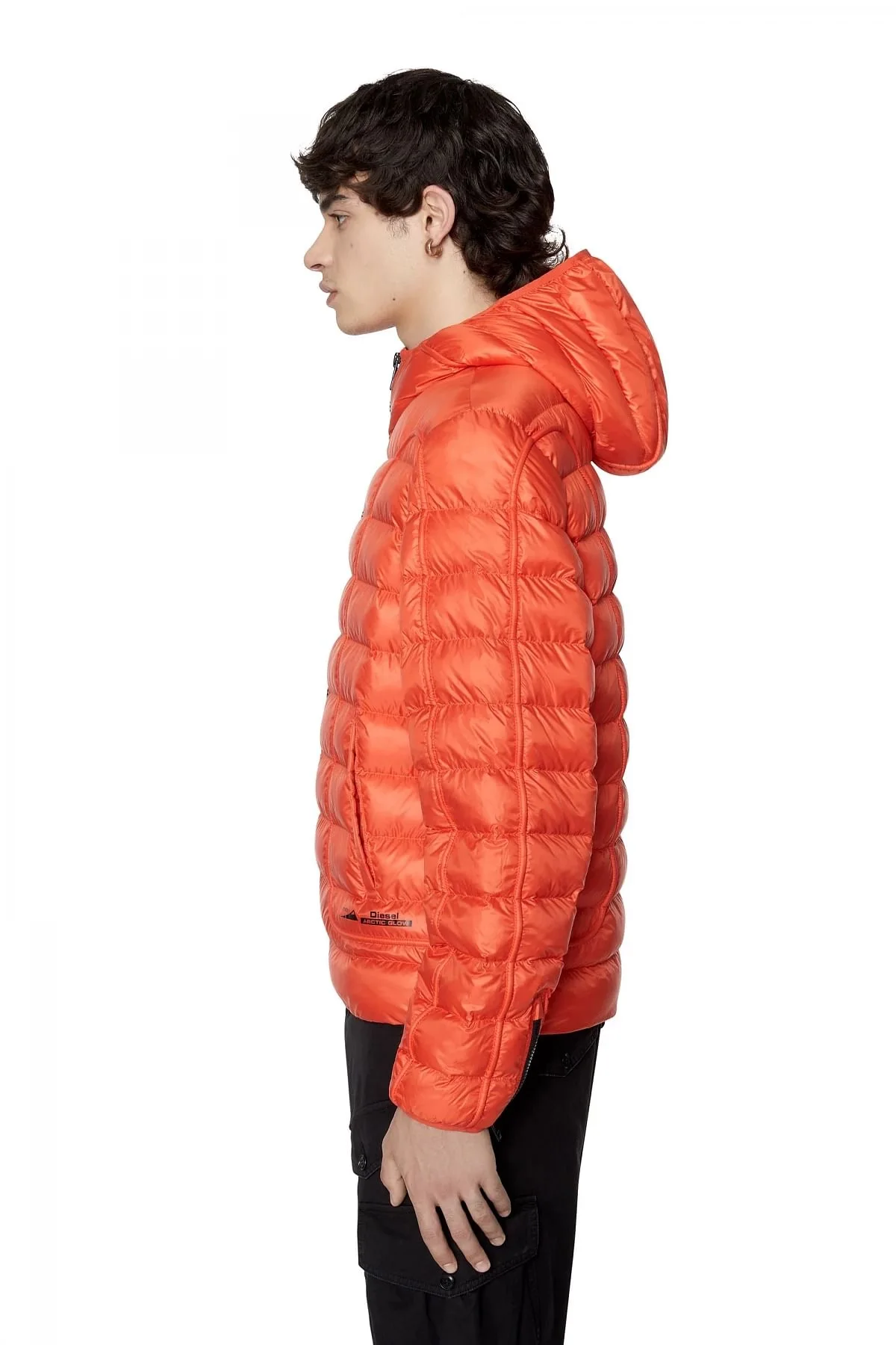 Orange Hooded puffer jacket