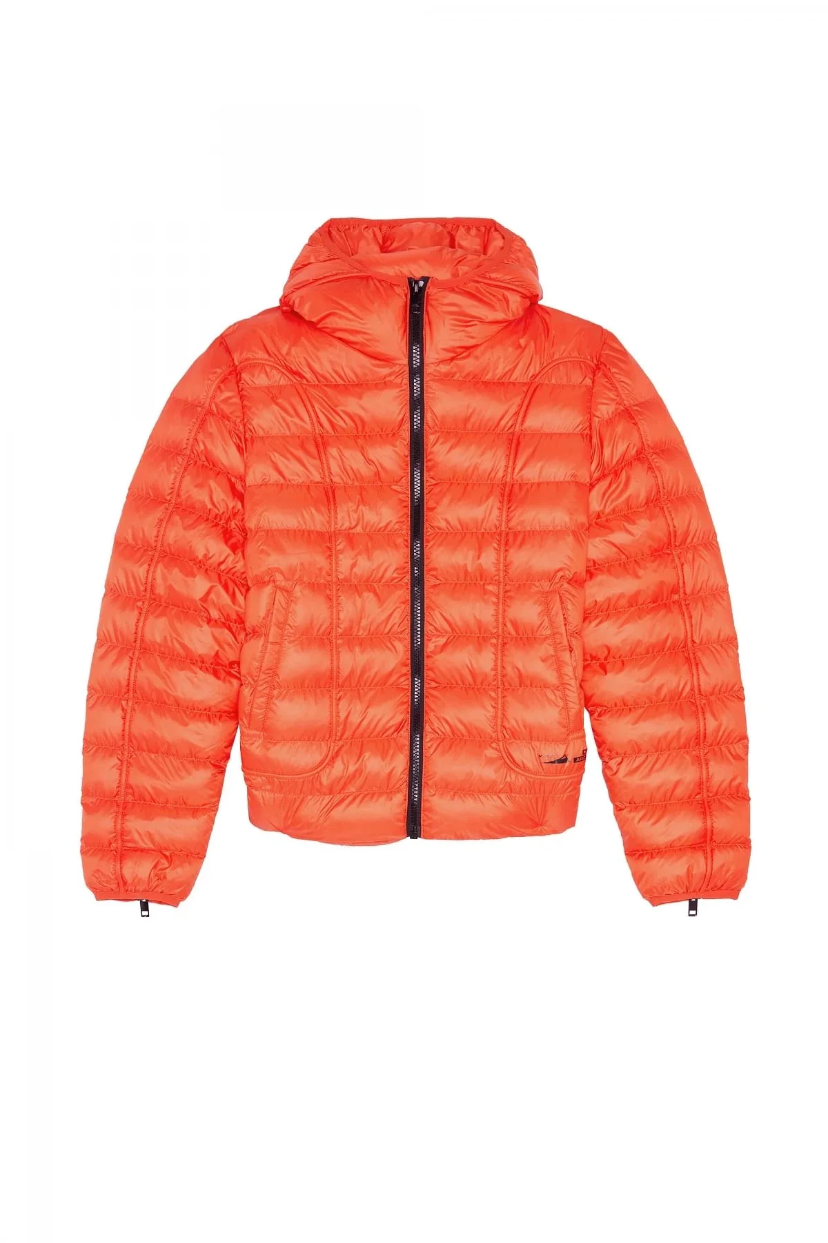 Orange Hooded puffer jacket