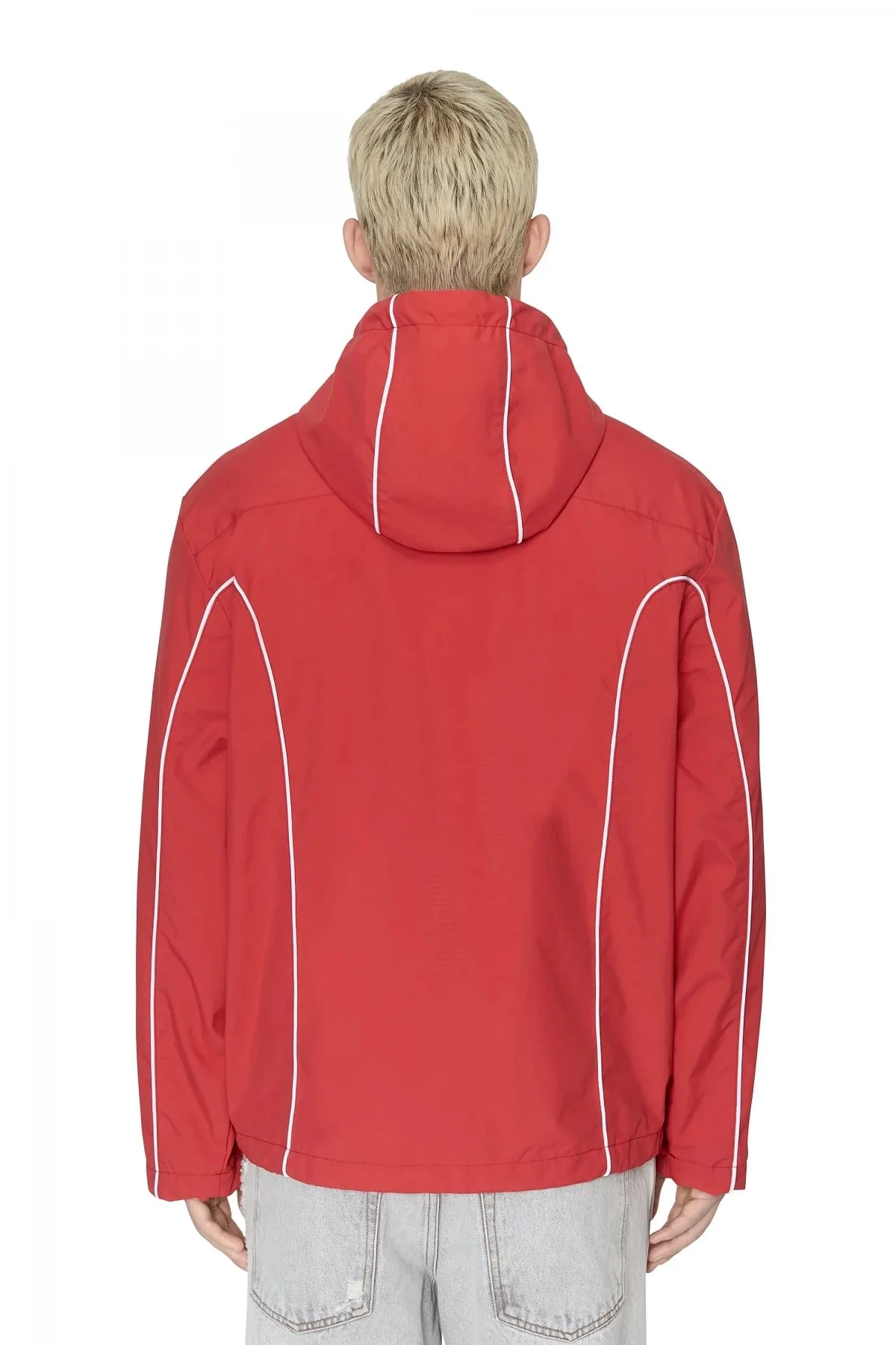 Red Windbreaker with contrast piping Jacket