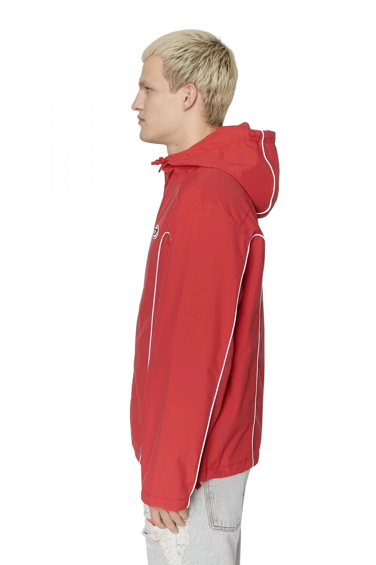 Red Windbreaker with contrast piping Jacket