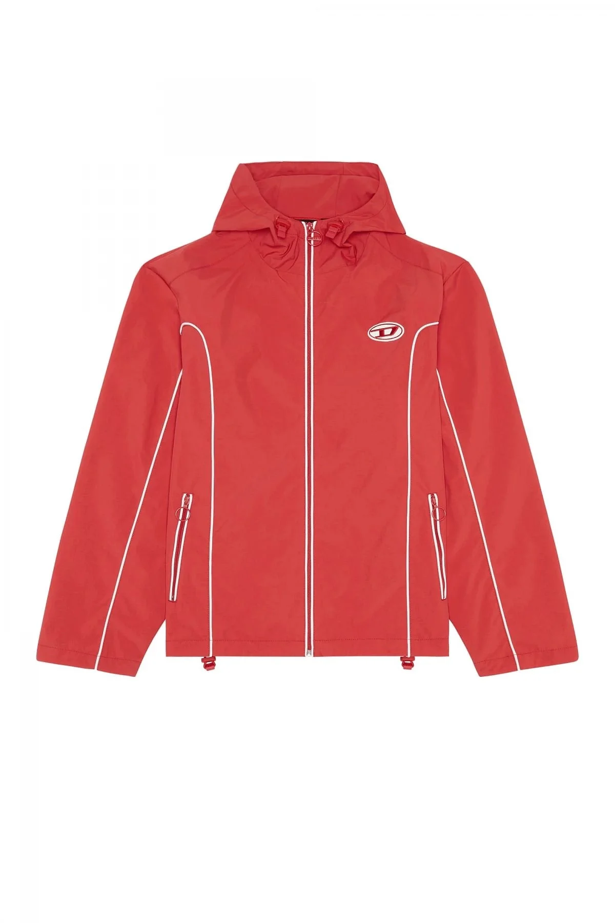 Red Windbreaker with contrast piping Jacket