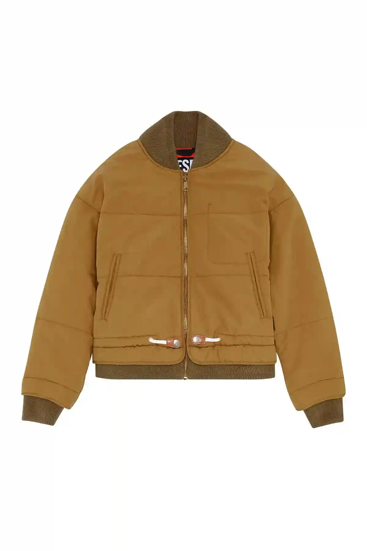 Green Padded bomber jacket in peached twill