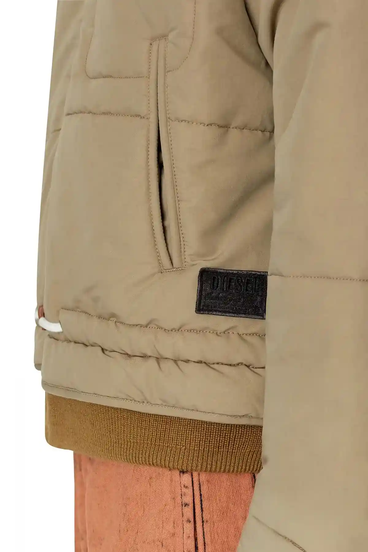 Beige Padded bomber jacket in peached twill