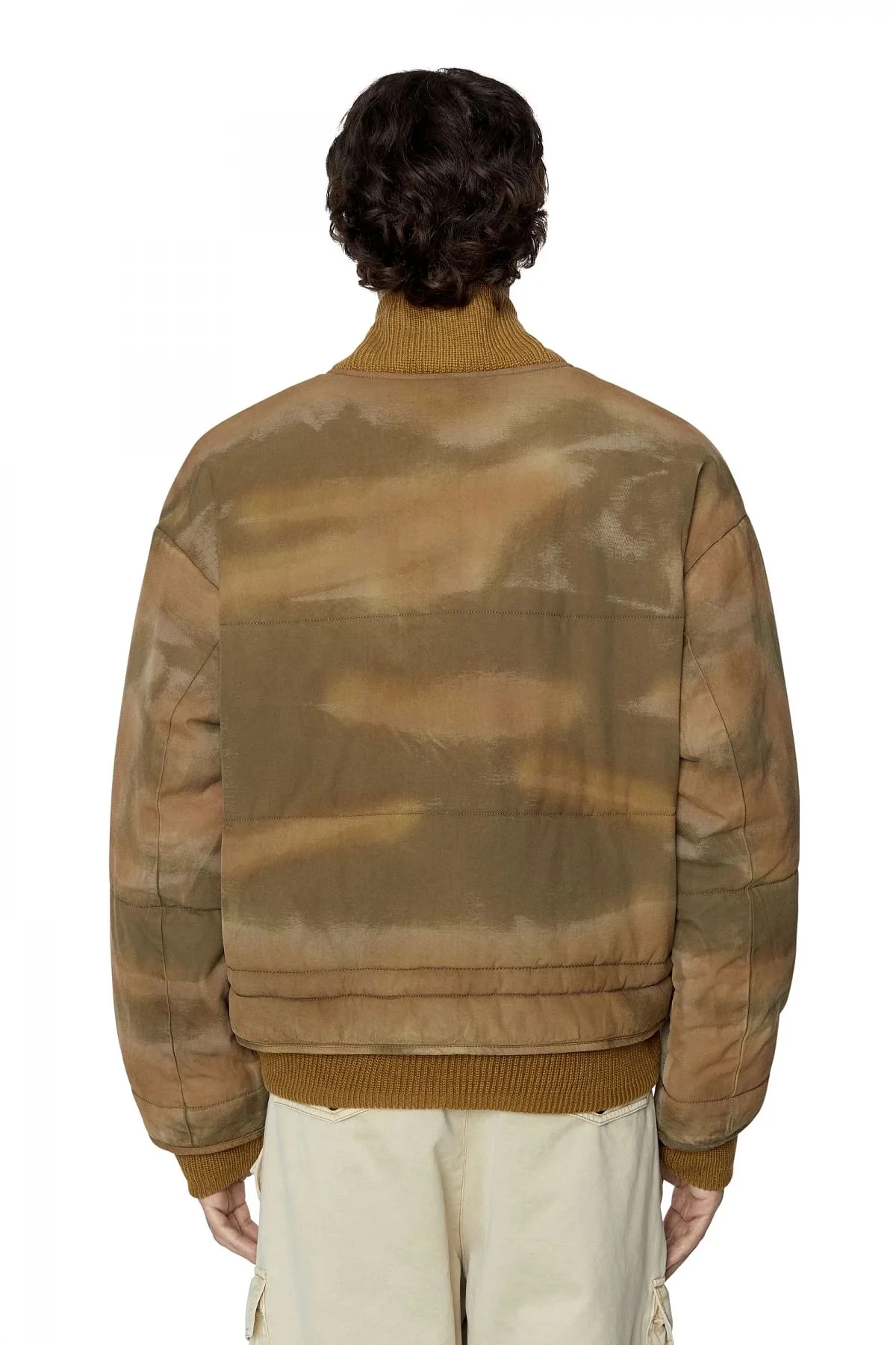 Green Padded bomber jacket in camo cotton
