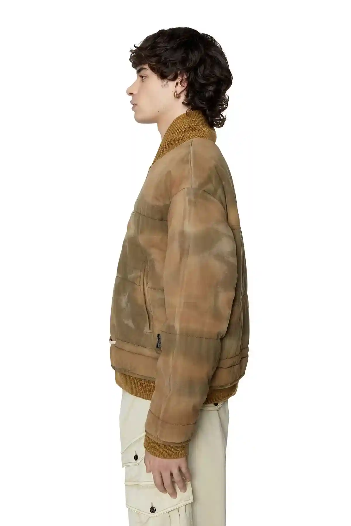 Green Padded bomber jacket in camo cotton