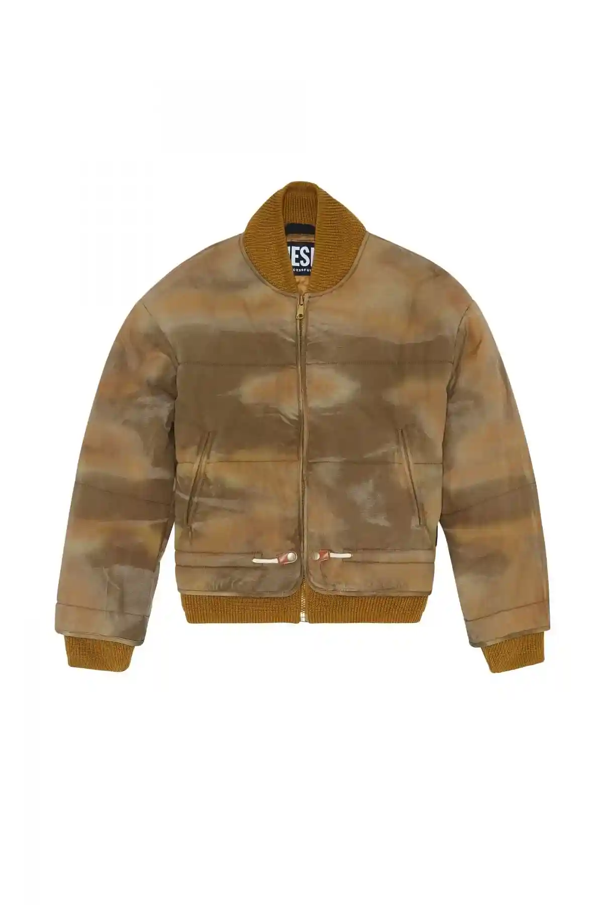 Green Padded bomber jacket in camo cotton