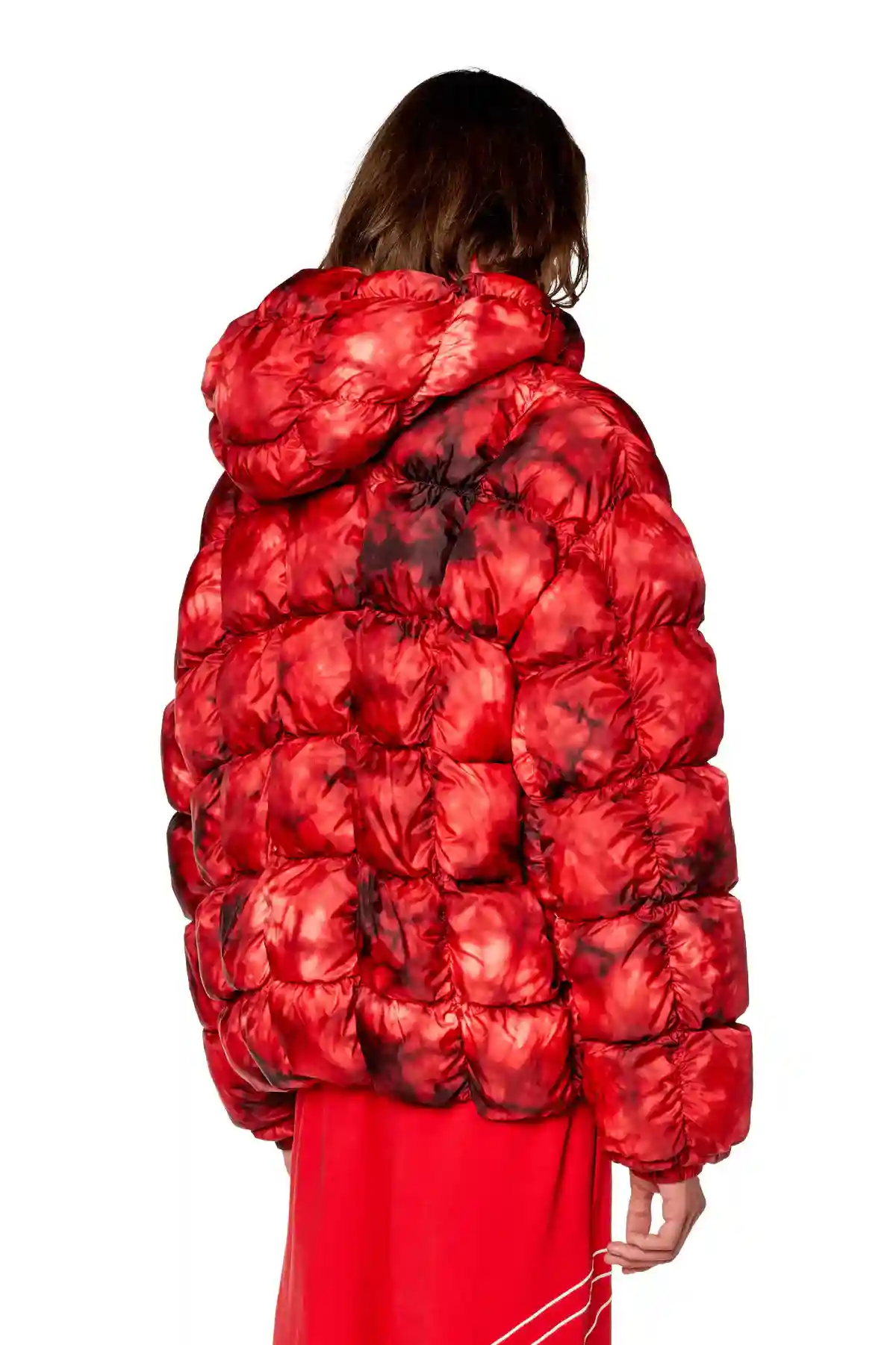 Red Smocked padded ripstop jacket