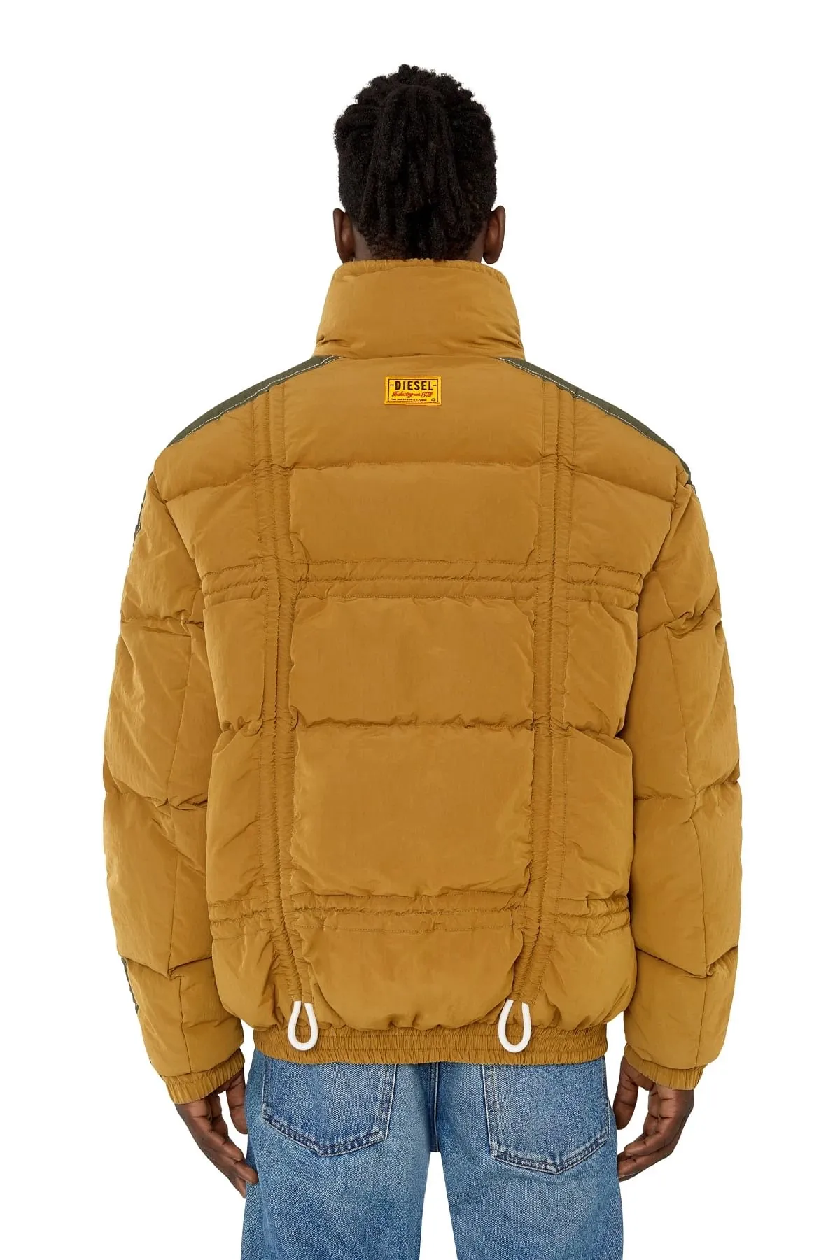 Green Quilted padded jacket with drawstrings