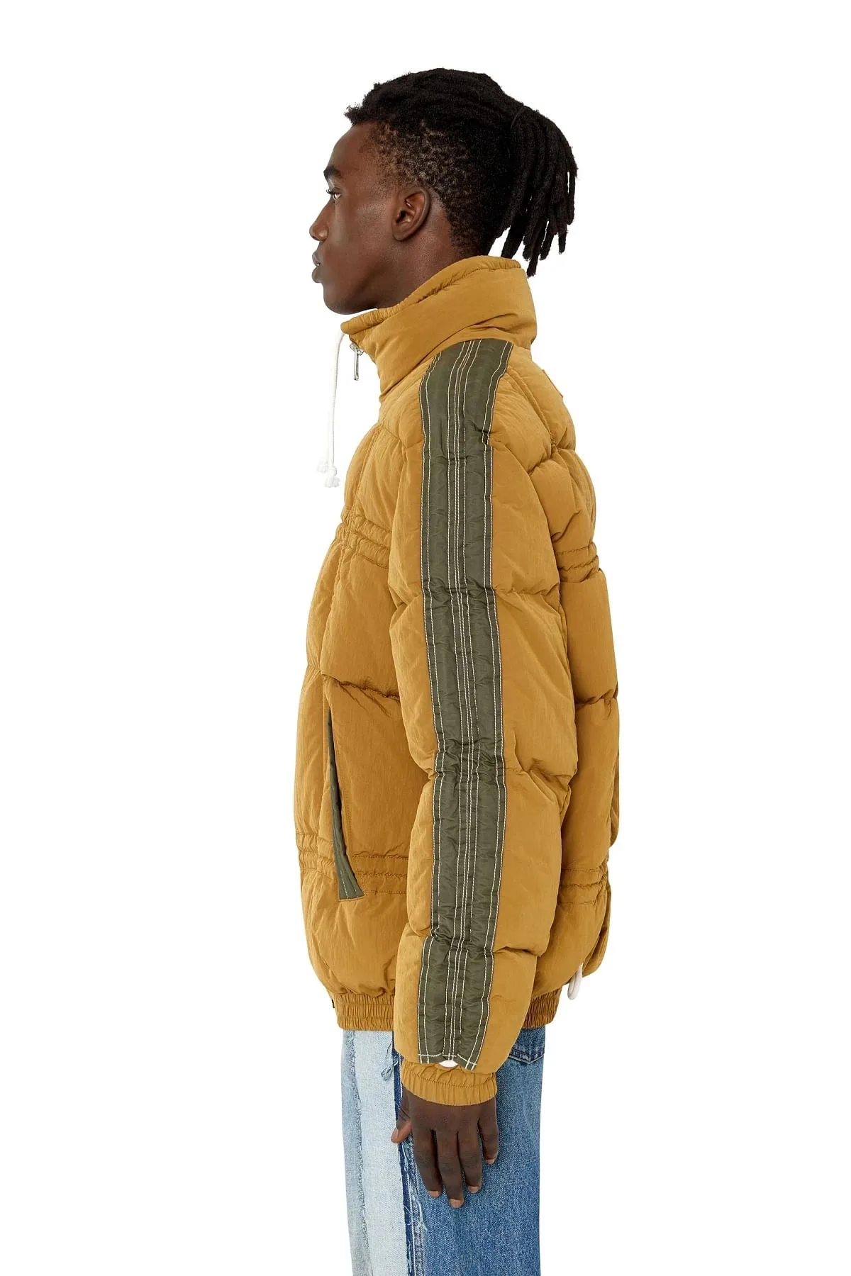Green Quilted padded jacket with drawstrings