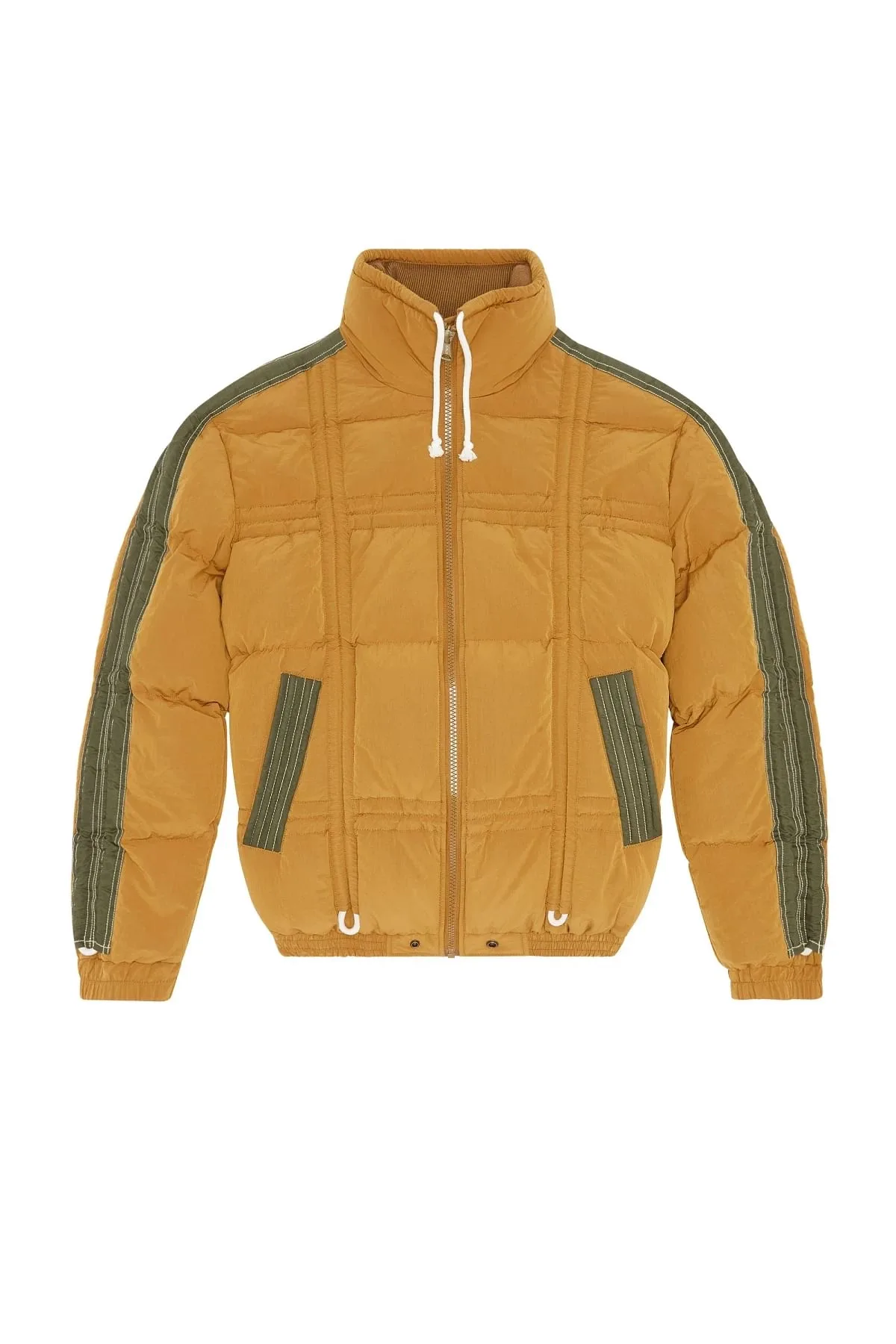 Green Quilted padded jacket with drawstrings
