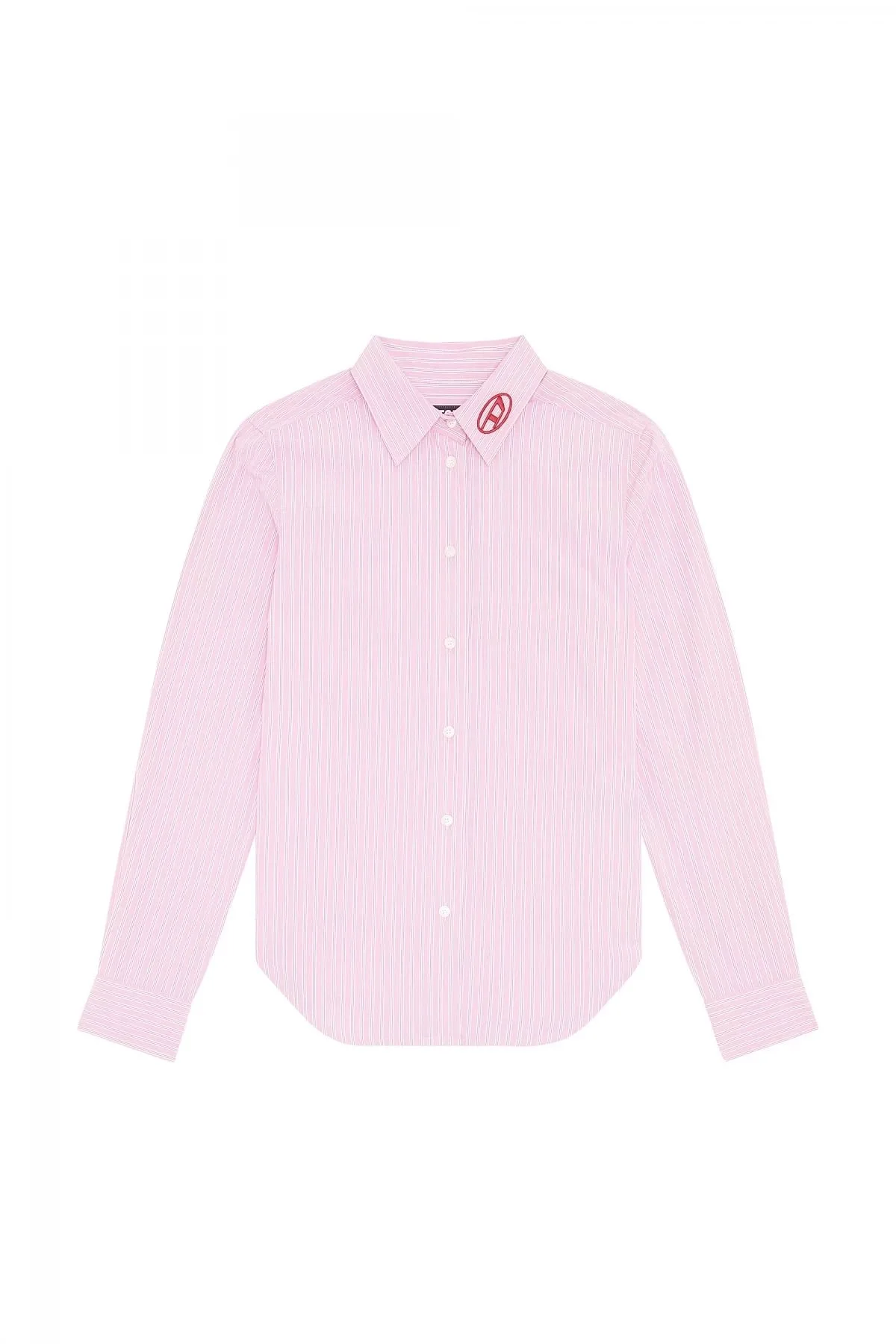 Pink Striped shirt with logo embroidery