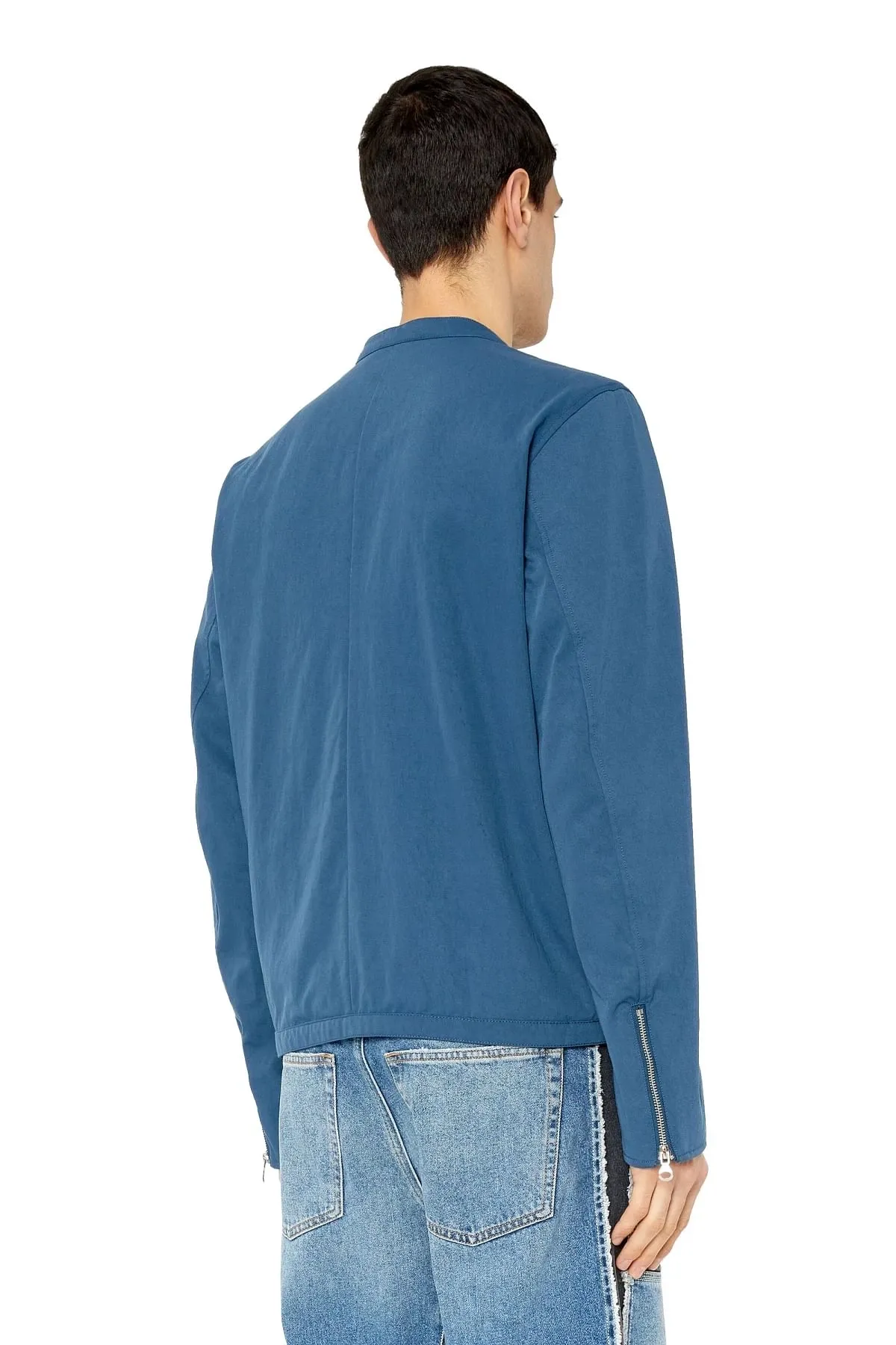Blue Biker jacket in cotton-touch nylon