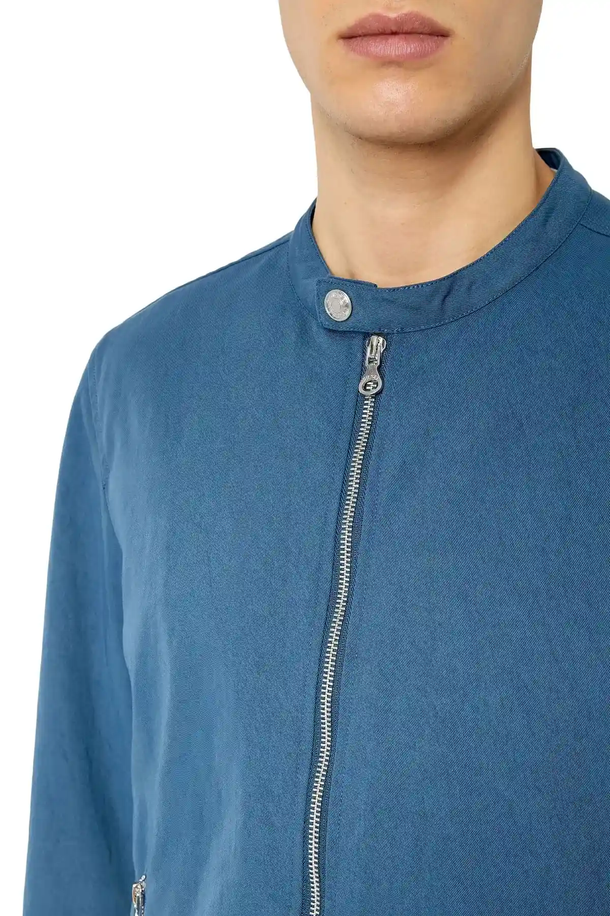 Blue Biker jacket in cotton-touch nylon