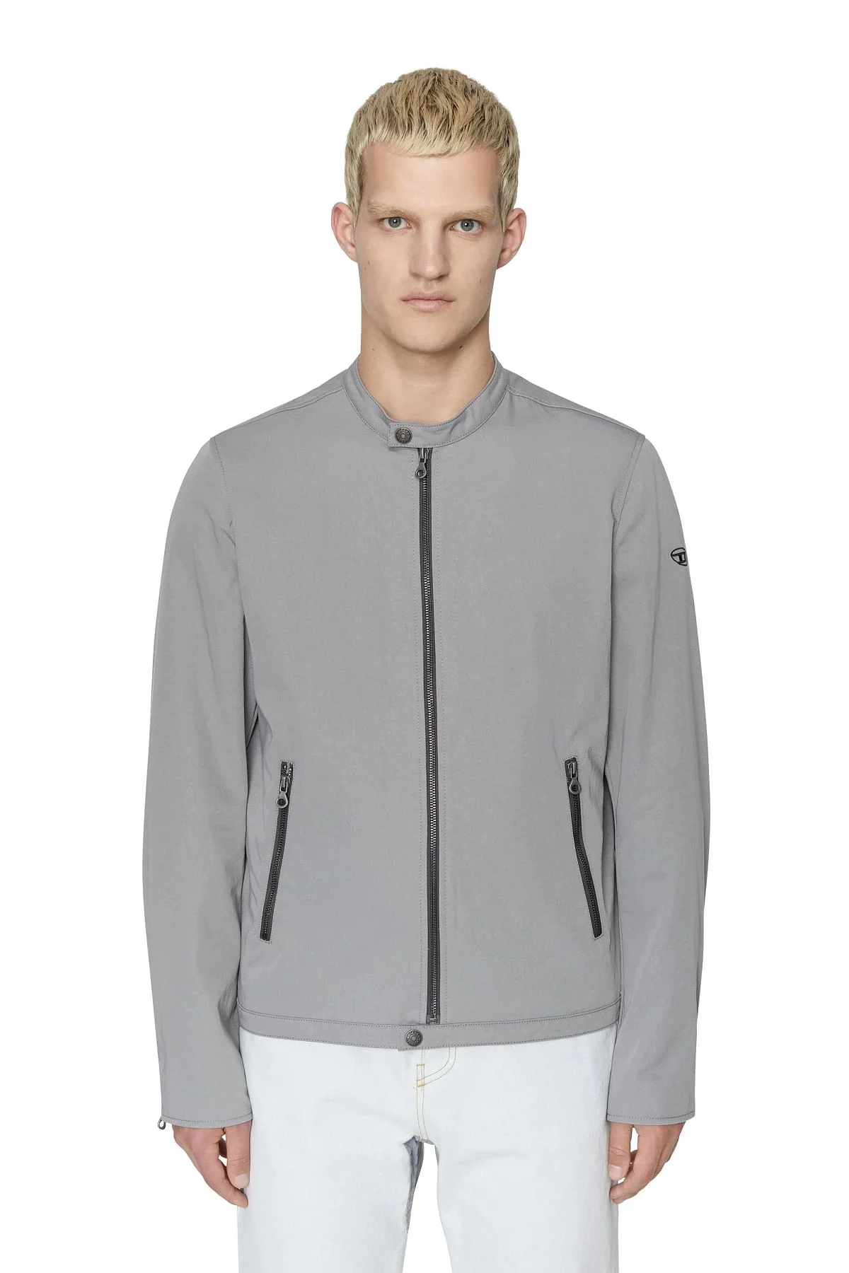Grey Biker jacket in cotton-touch nylon