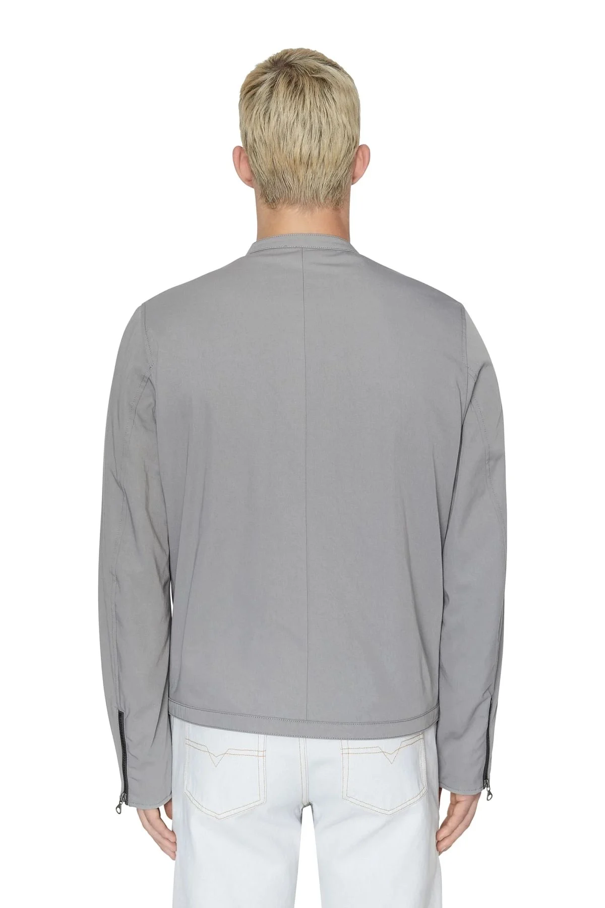 Grey Biker jacket in cotton-touch nylon
