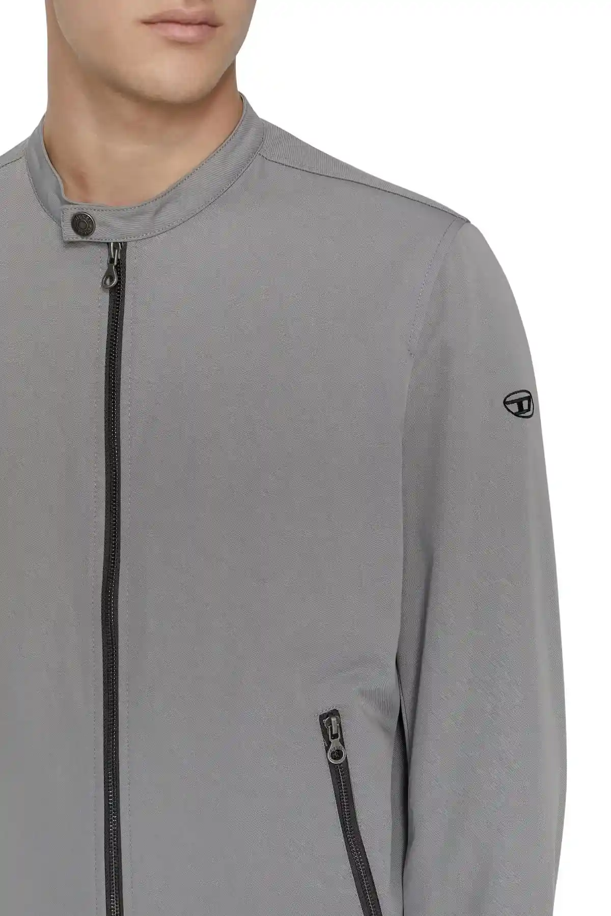 Grey Biker jacket in cotton-touch nylon