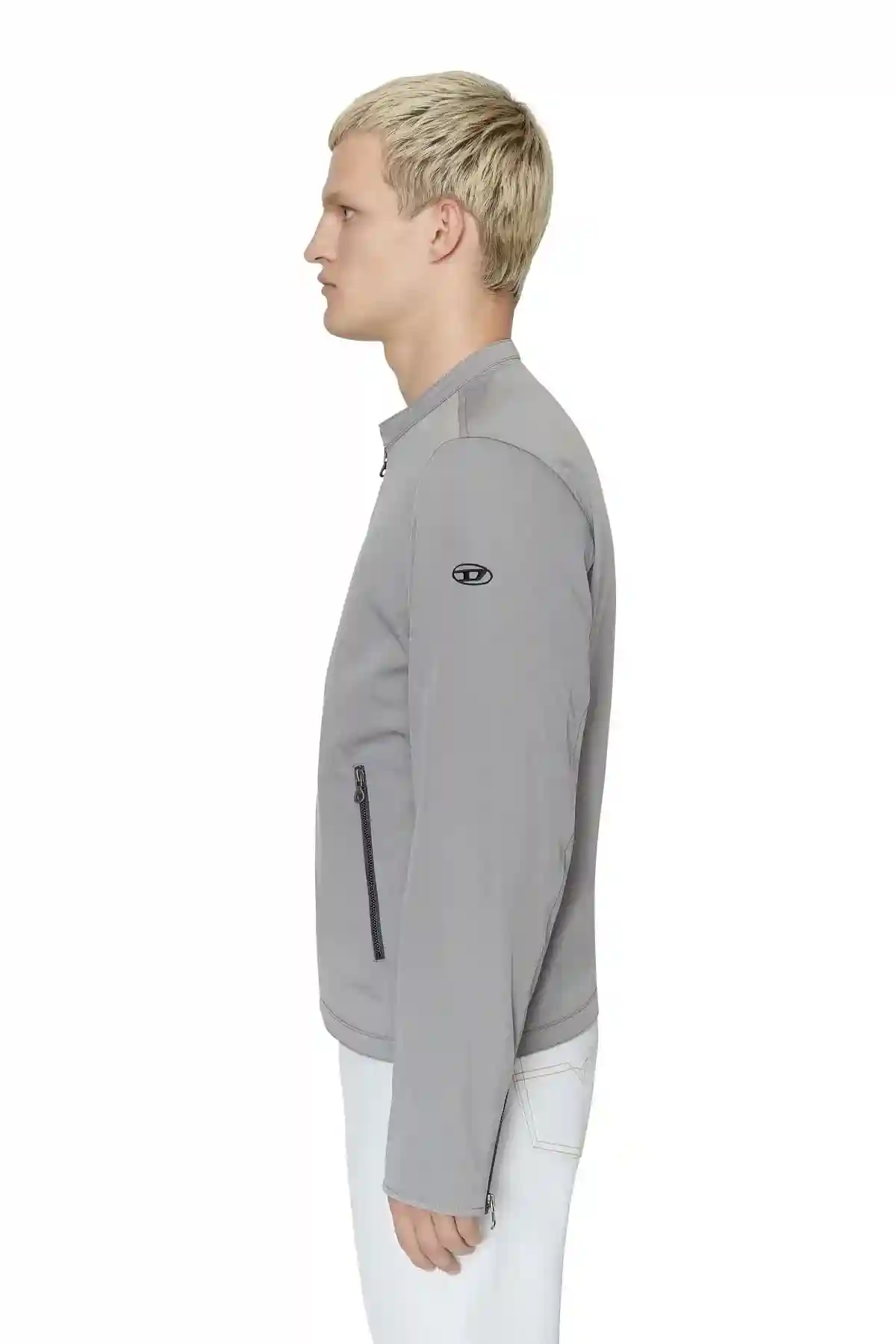 Grey Biker jacket in cotton-touch nylon