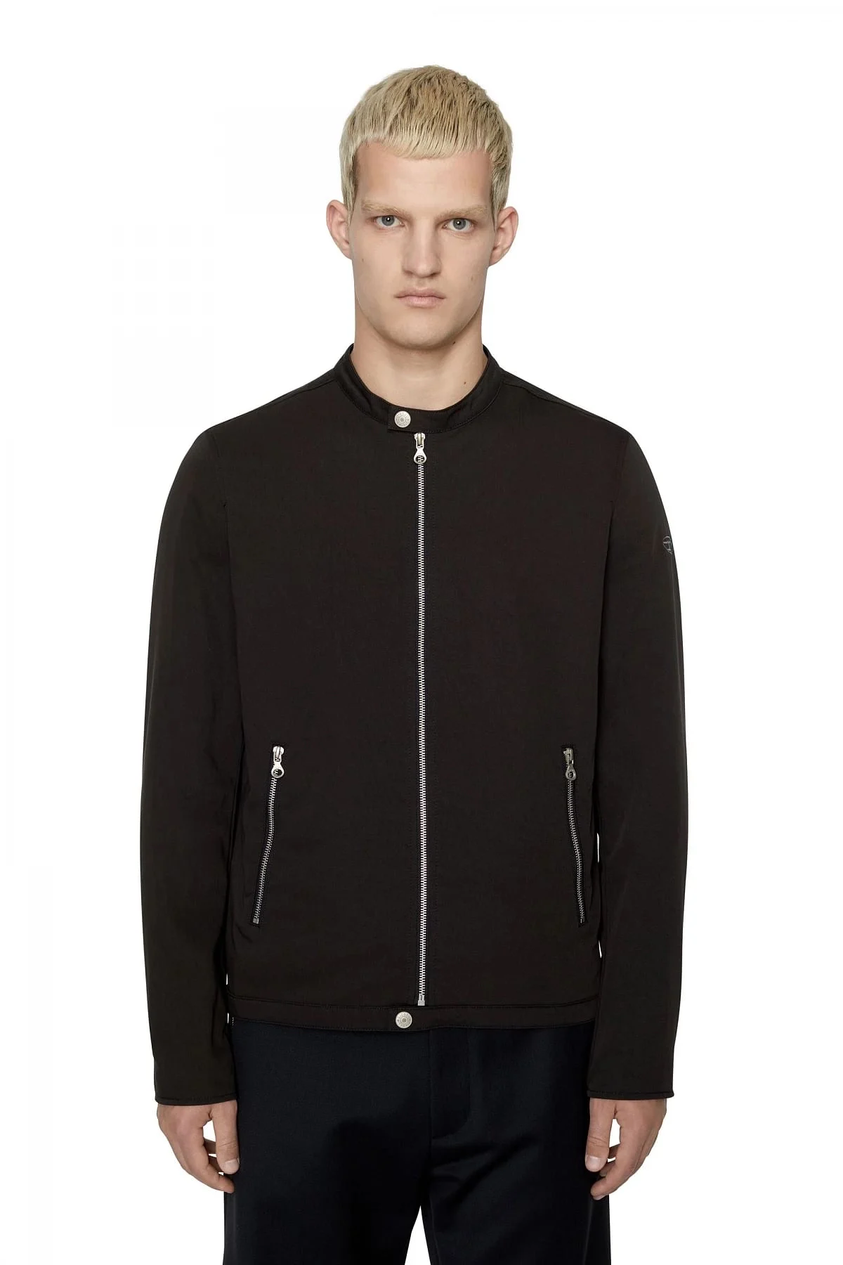 Black Biker jacket in cotton-touch nylon