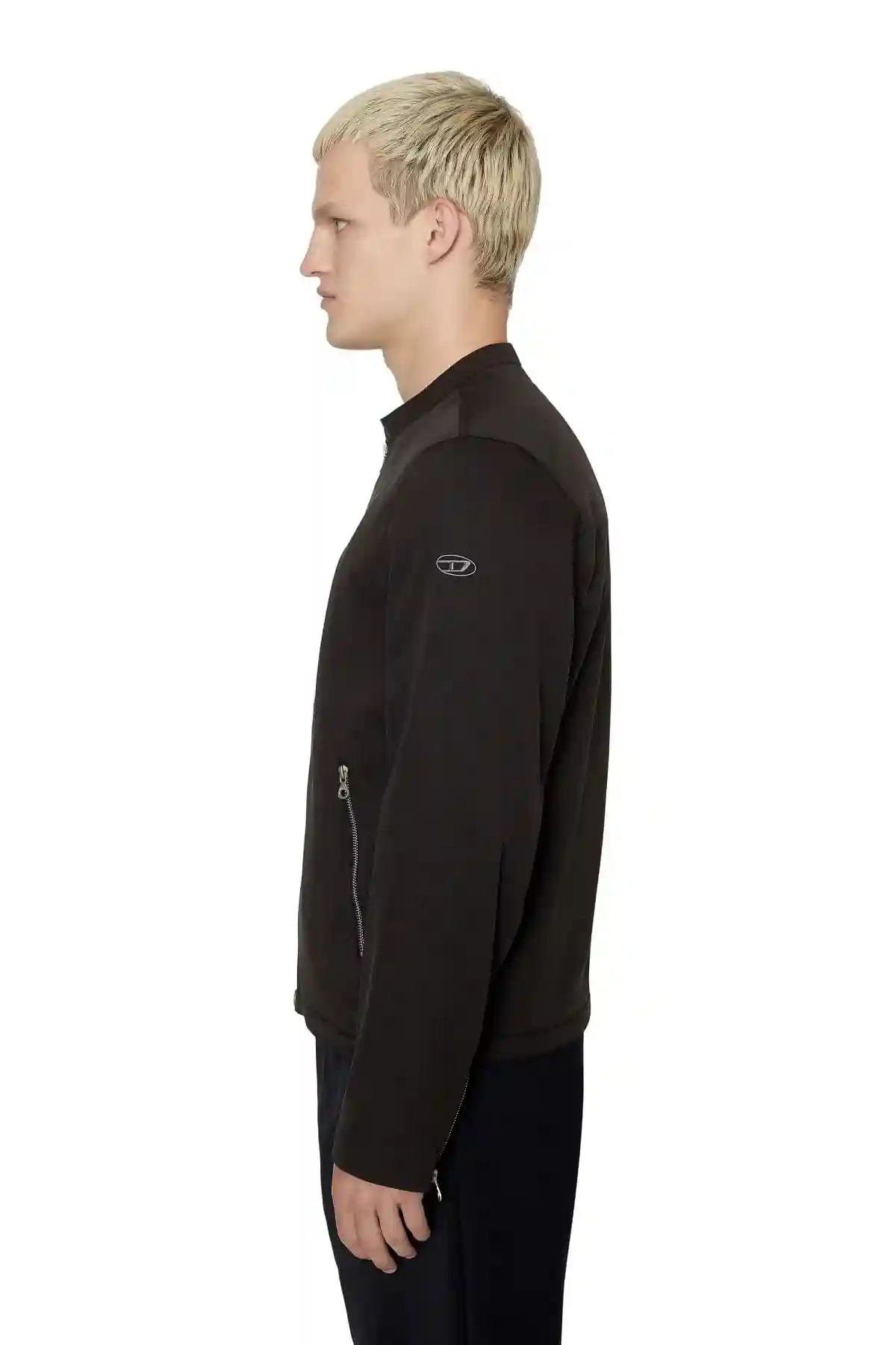 Black Biker jacket in cotton-touch nylon