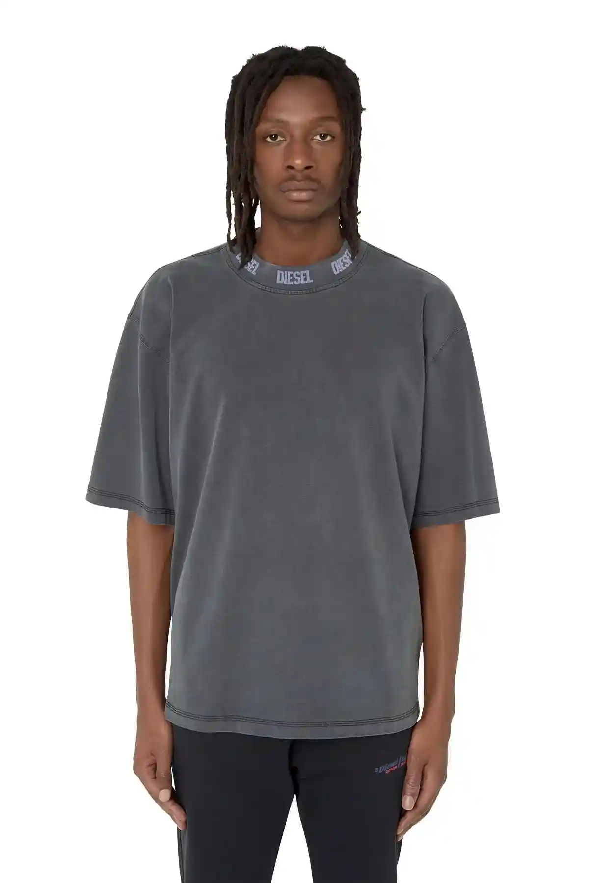 Black Oversized T-shirt with logo collar