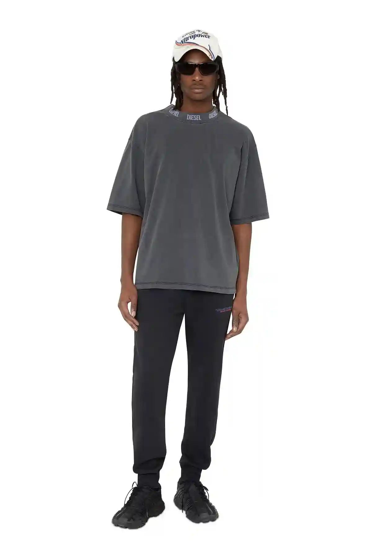 Black Oversized T-shirt with logo collar