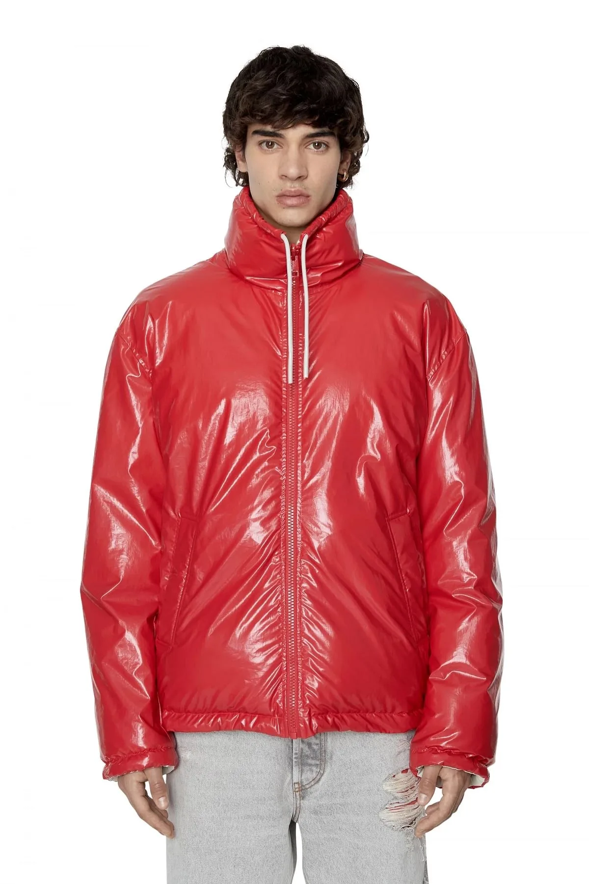 Red Oversized reversible logo puffer jacket