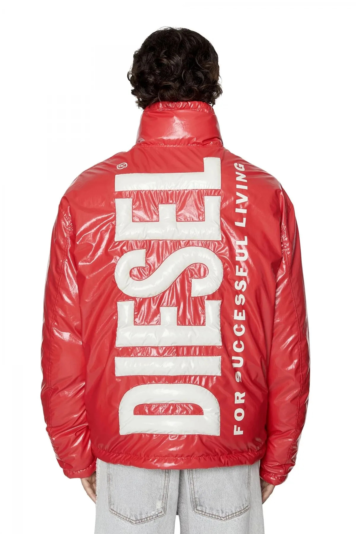 Red Oversized reversible logo puffer jacket