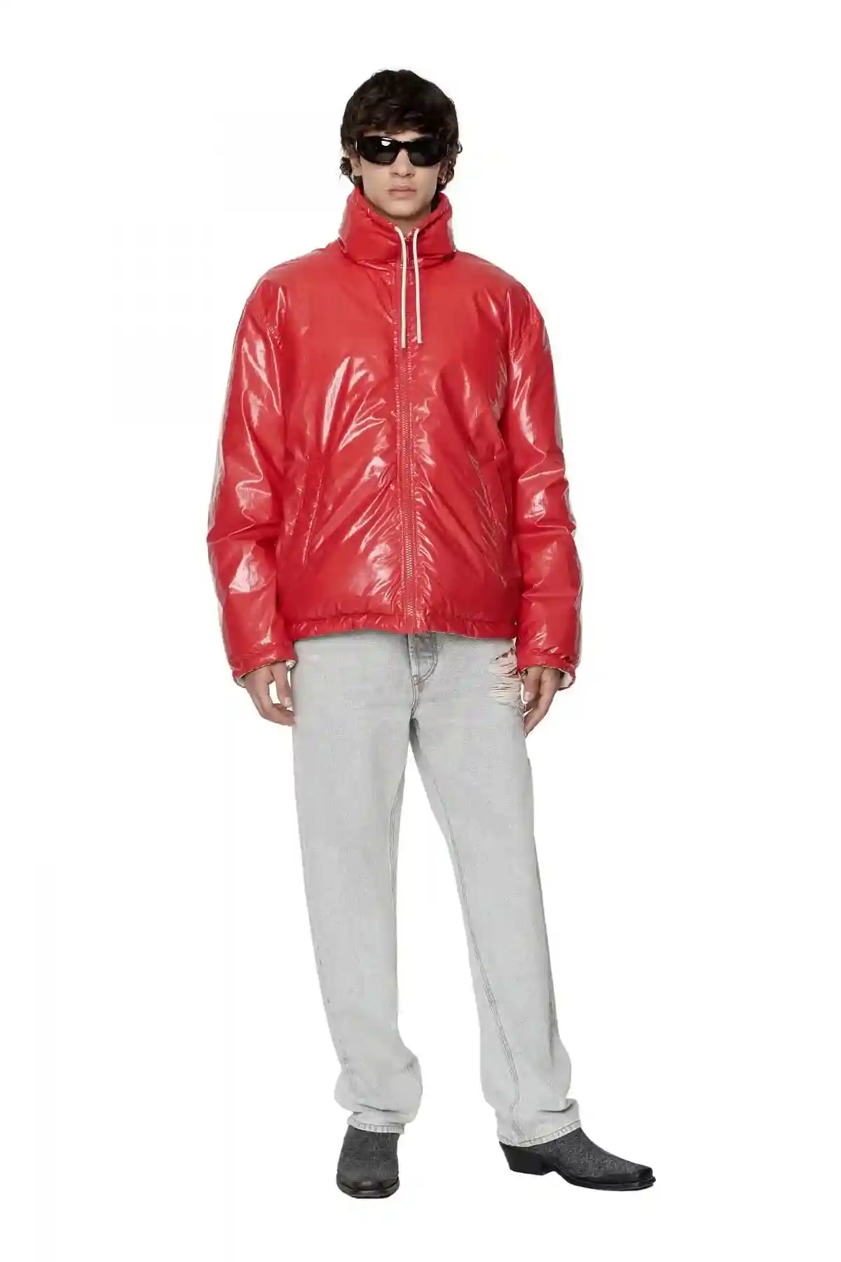 Red Oversized reversible logo puffer jacket