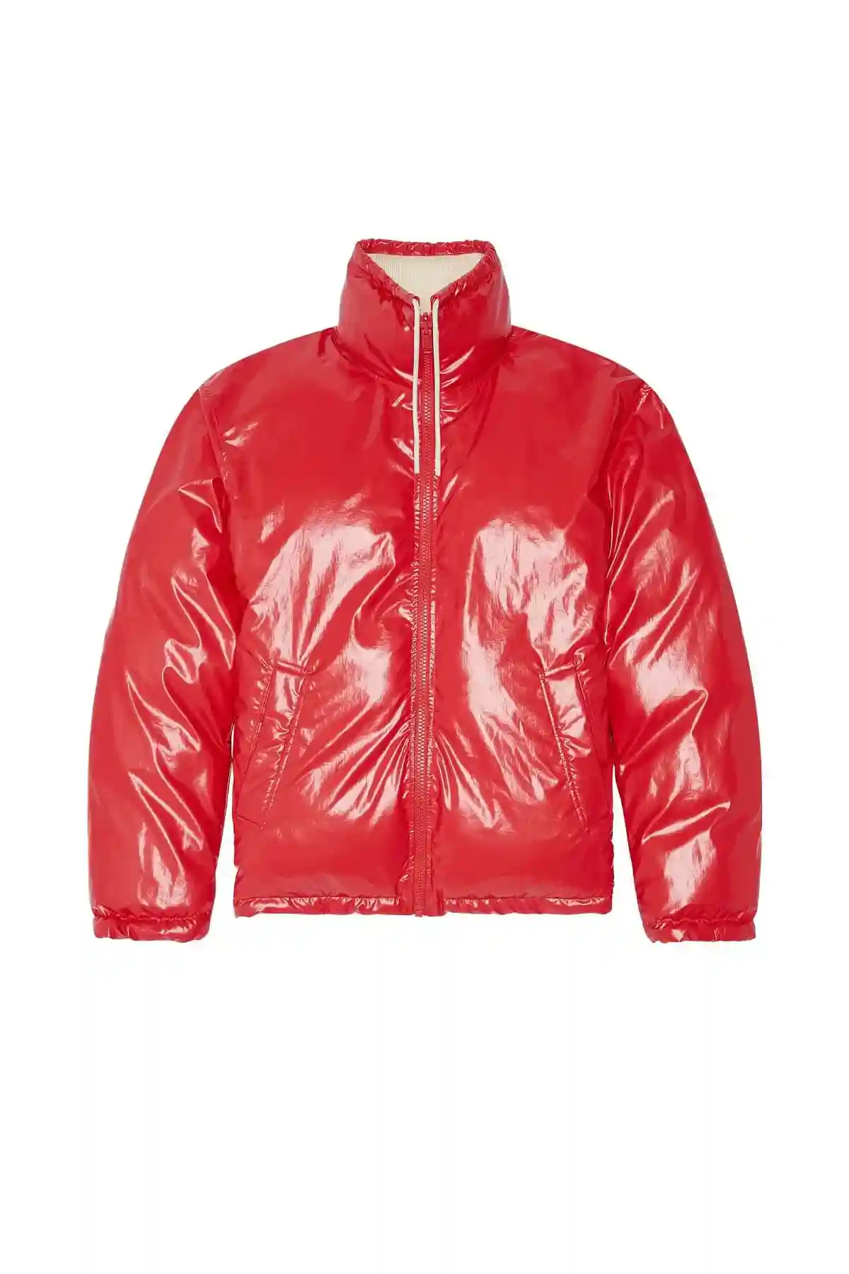 Red Oversized reversible logo puffer jacket