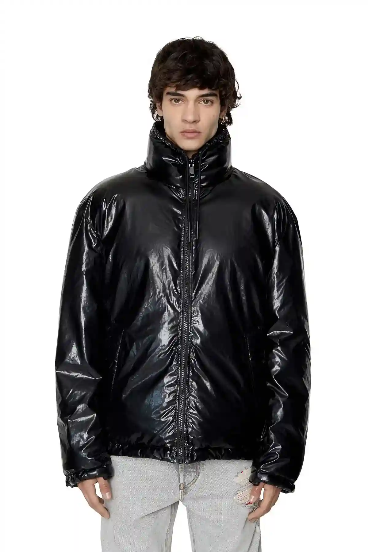 Black Oversized reversible logo puffer jacket
