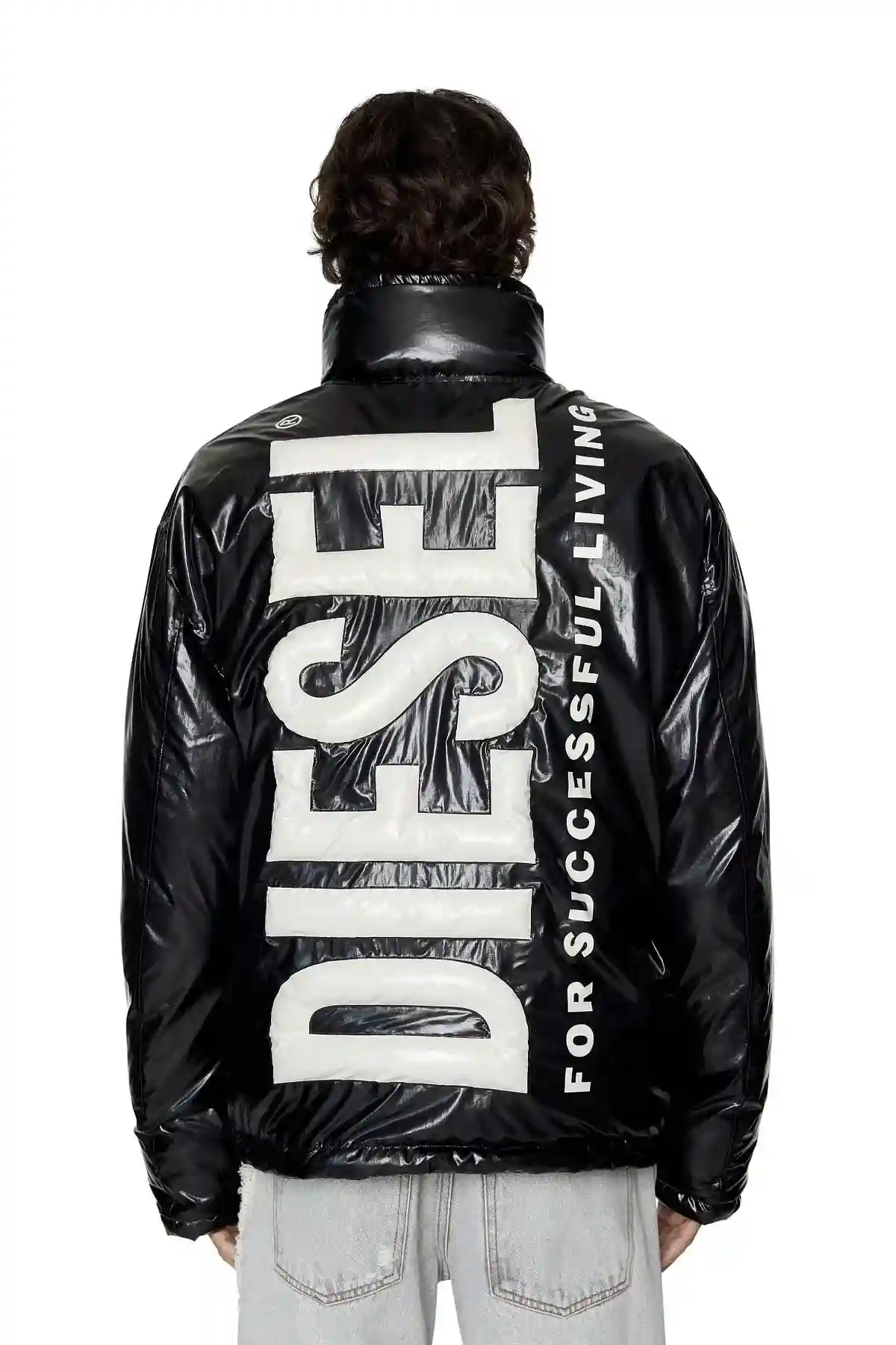 Black Oversized reversible logo puffer jacket