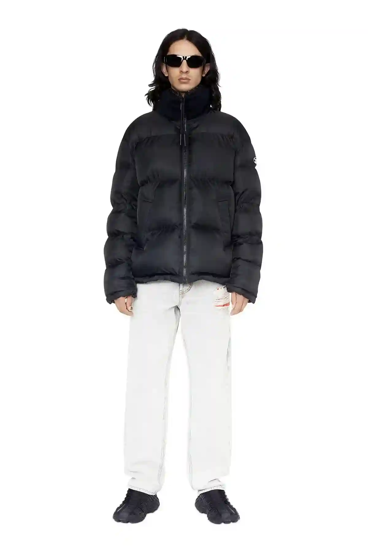 Black Oversized reversible logo puffer jacket