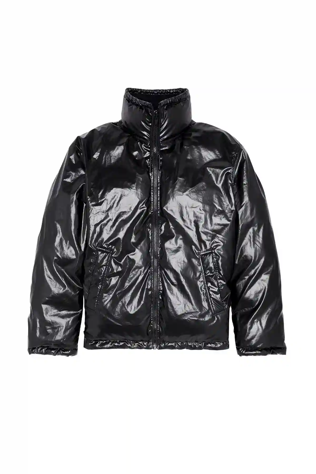 Black Oversized reversible logo puffer jacket