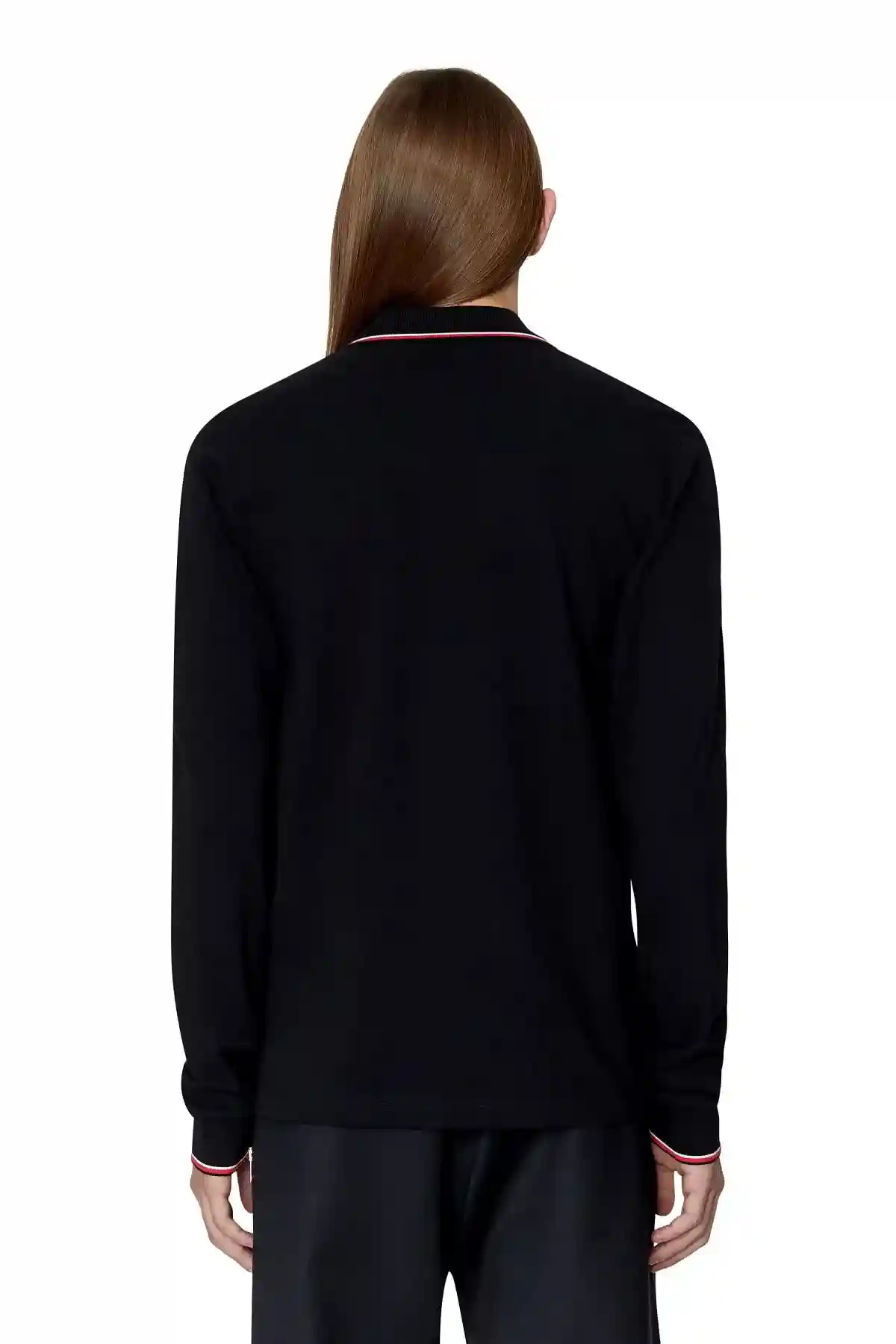 Black Long-sleeve polo shirt with D patch