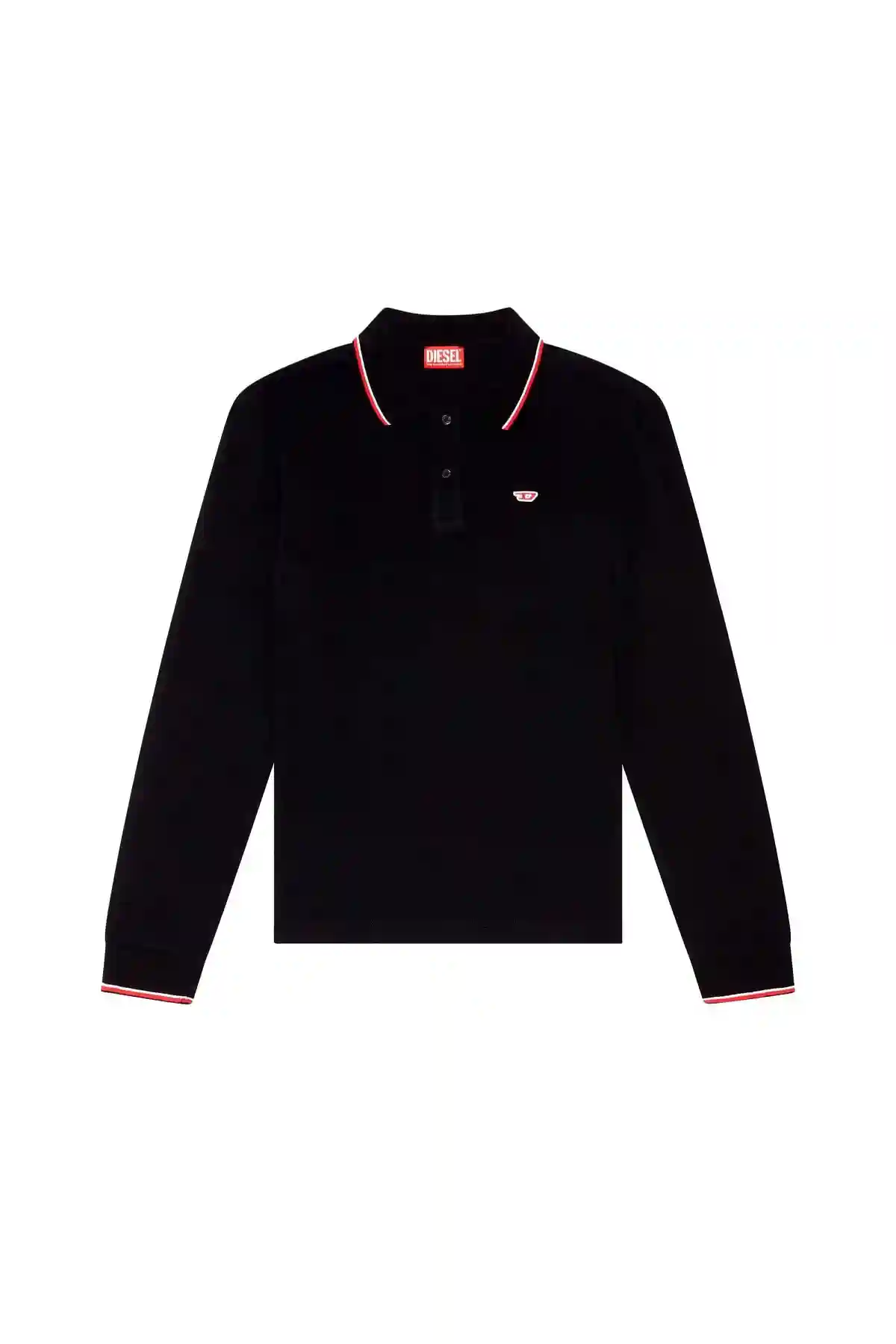 Black Long-sleeve polo shirt with D patch