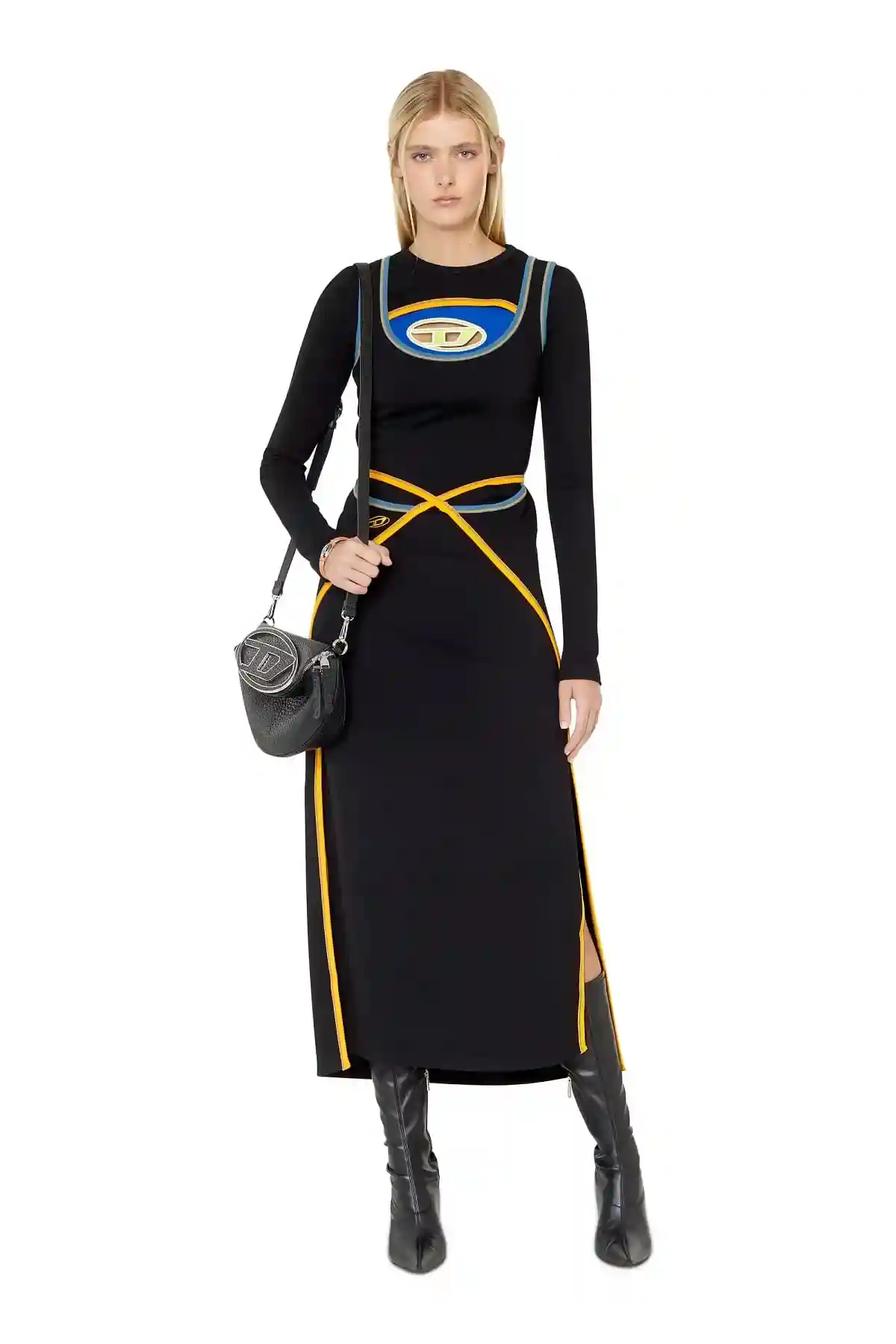 Black Midi dress with tie front