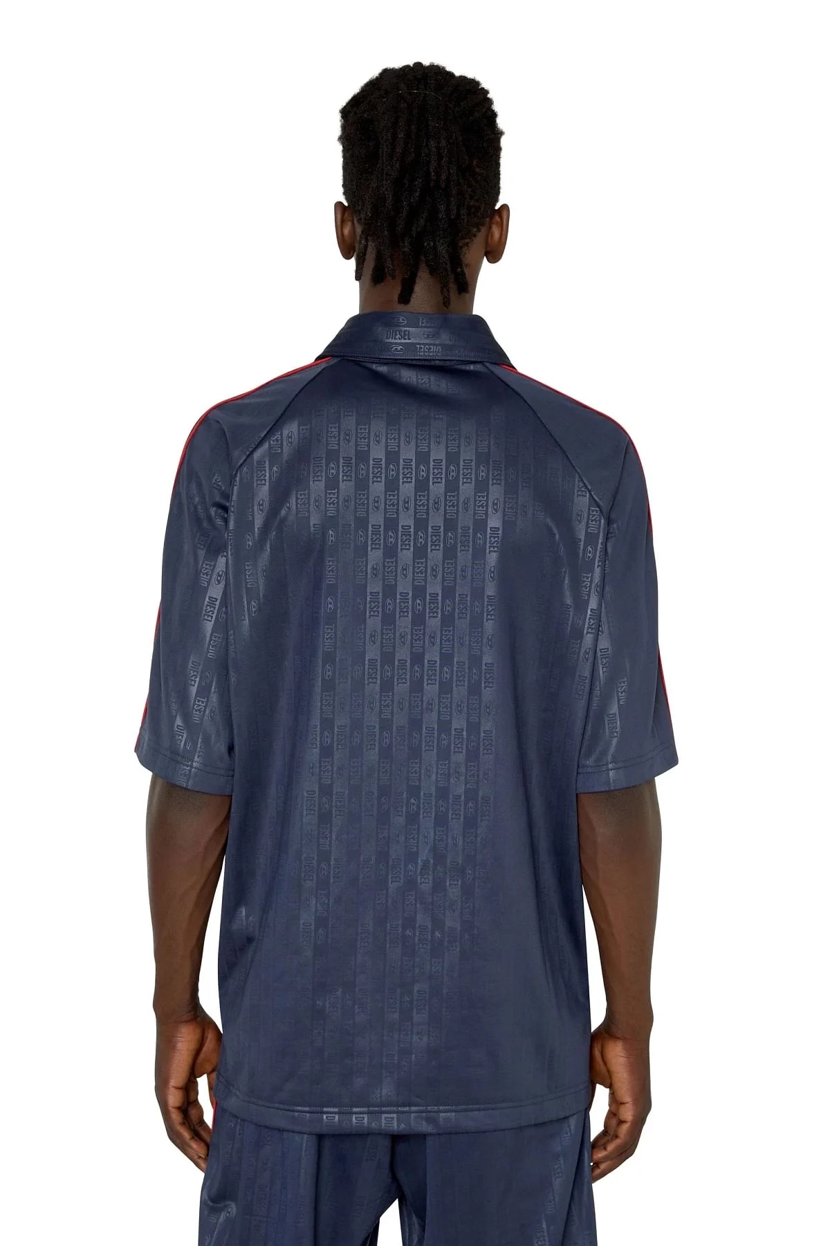 Blue Polo shirt with striped logo motif
