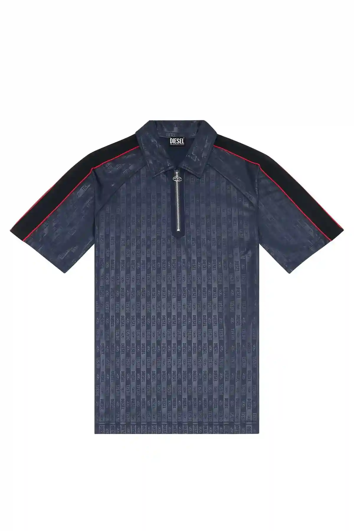 Blue Polo shirt with striped logo motif